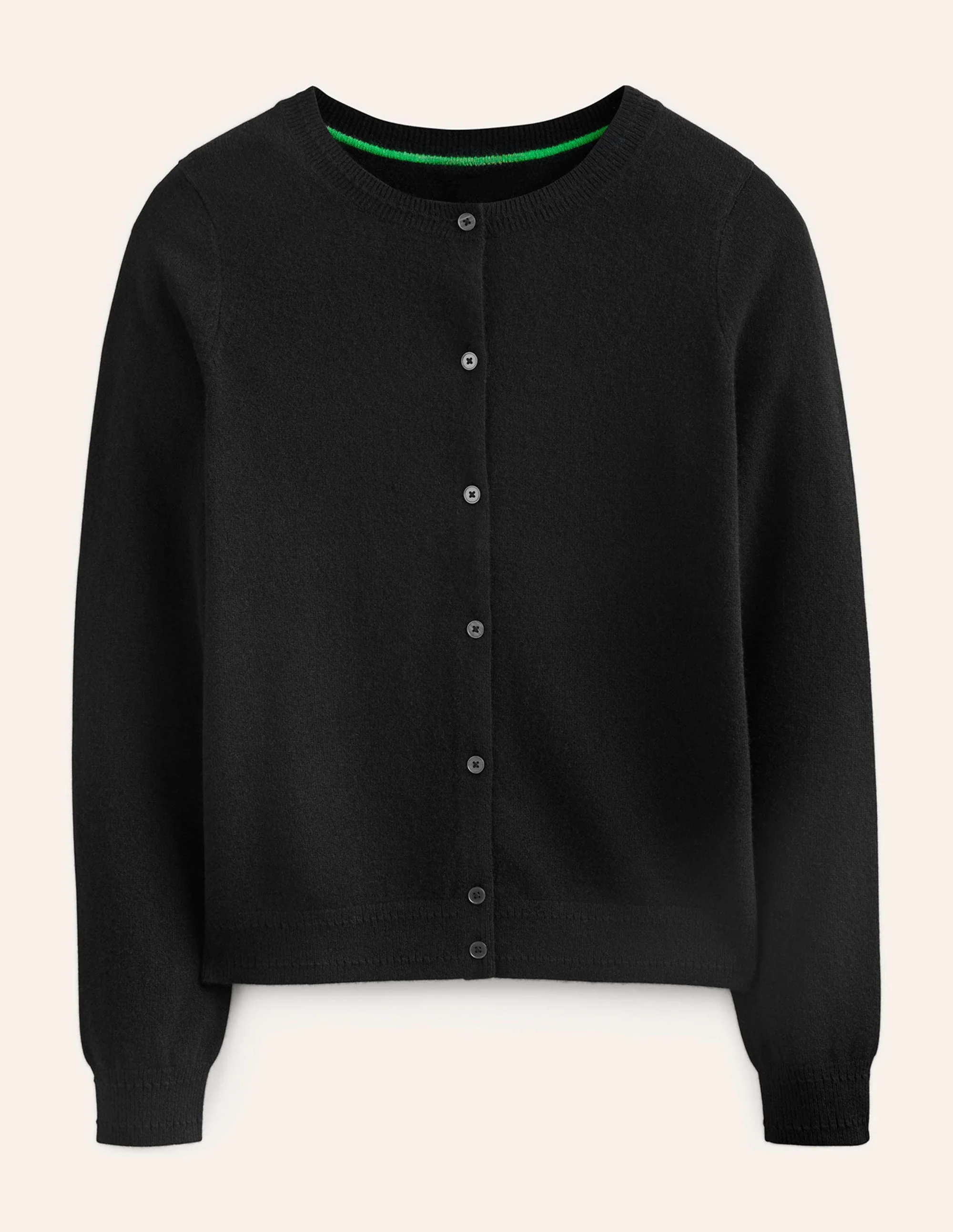 Eva Cashmere Crew Cardigan-Black - Image 5