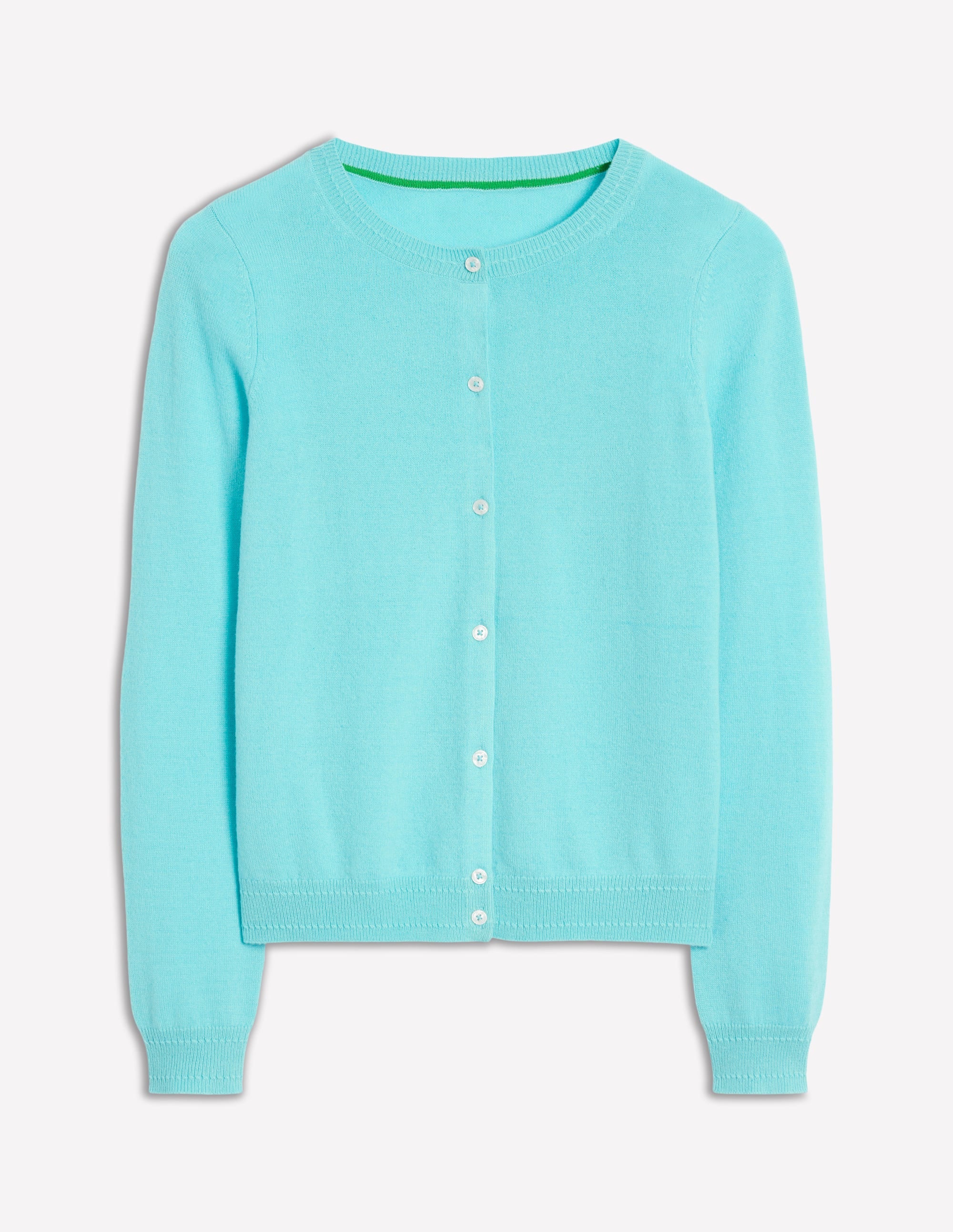 Eva Cashmere Crew Cardigan-Caribbean Blue - Image 5