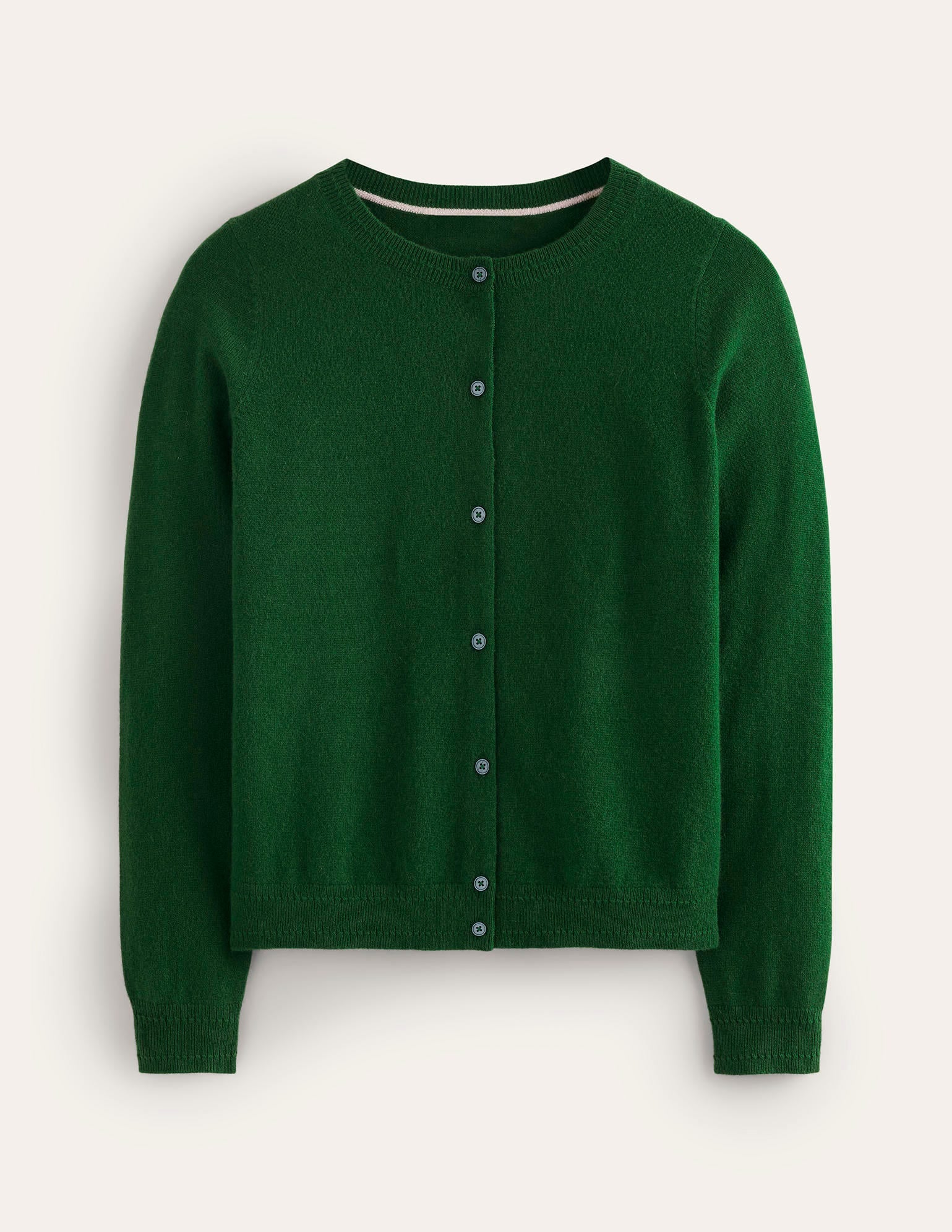 Eva Cashmere Crew Cardigan-Pine Green - Image 5