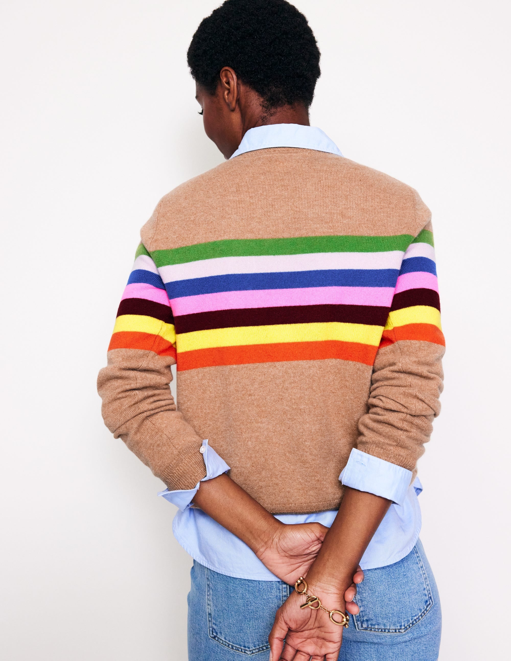 Eva Cashmere Crew Neck Sweater-Chinchilla Melange - Image 3