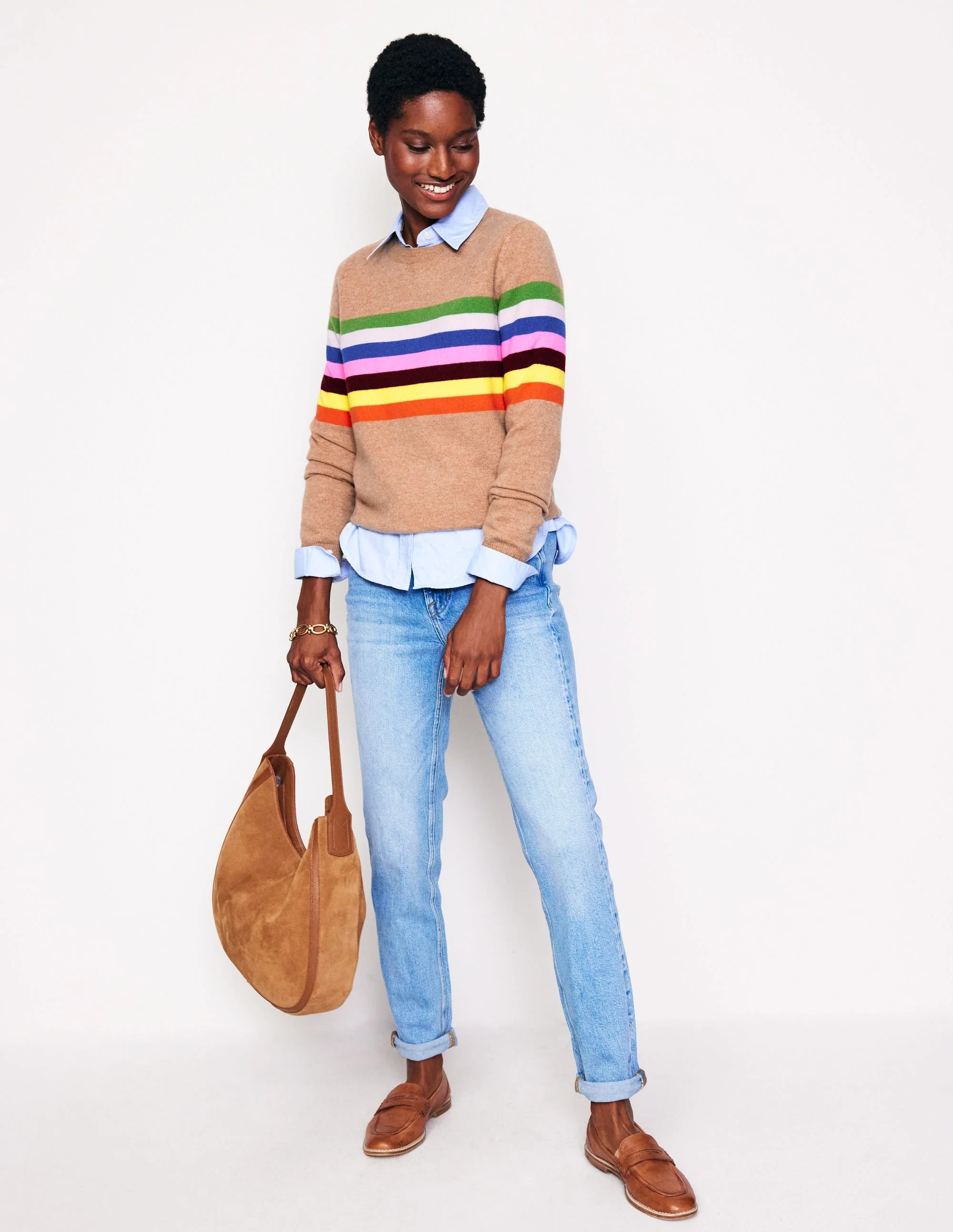 Eva Cashmere Crew Neck Sweater-Chinchilla Melange - Image 4