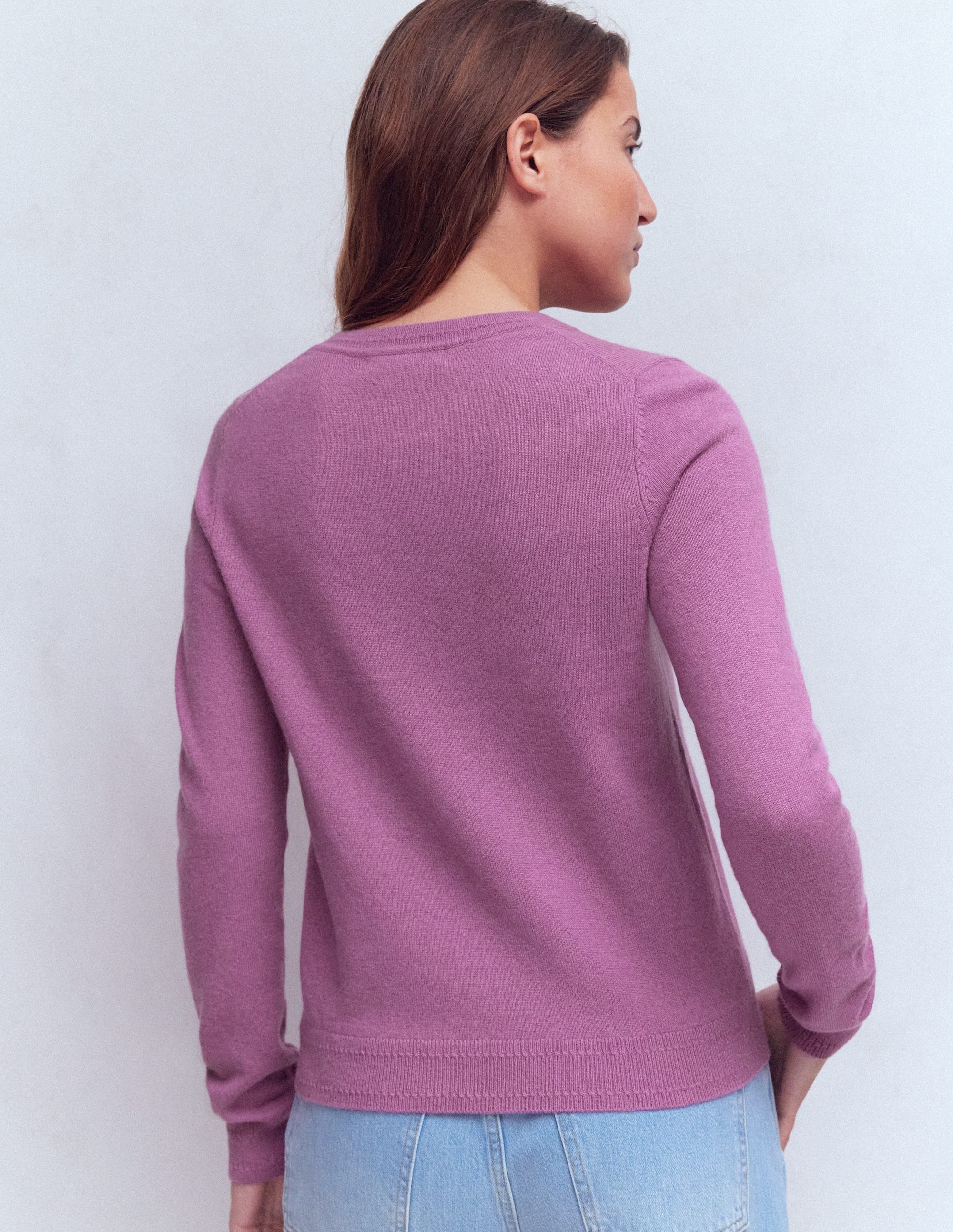 Eva Cashmere Crew Neck Sweater-Clover Purple - Image 4