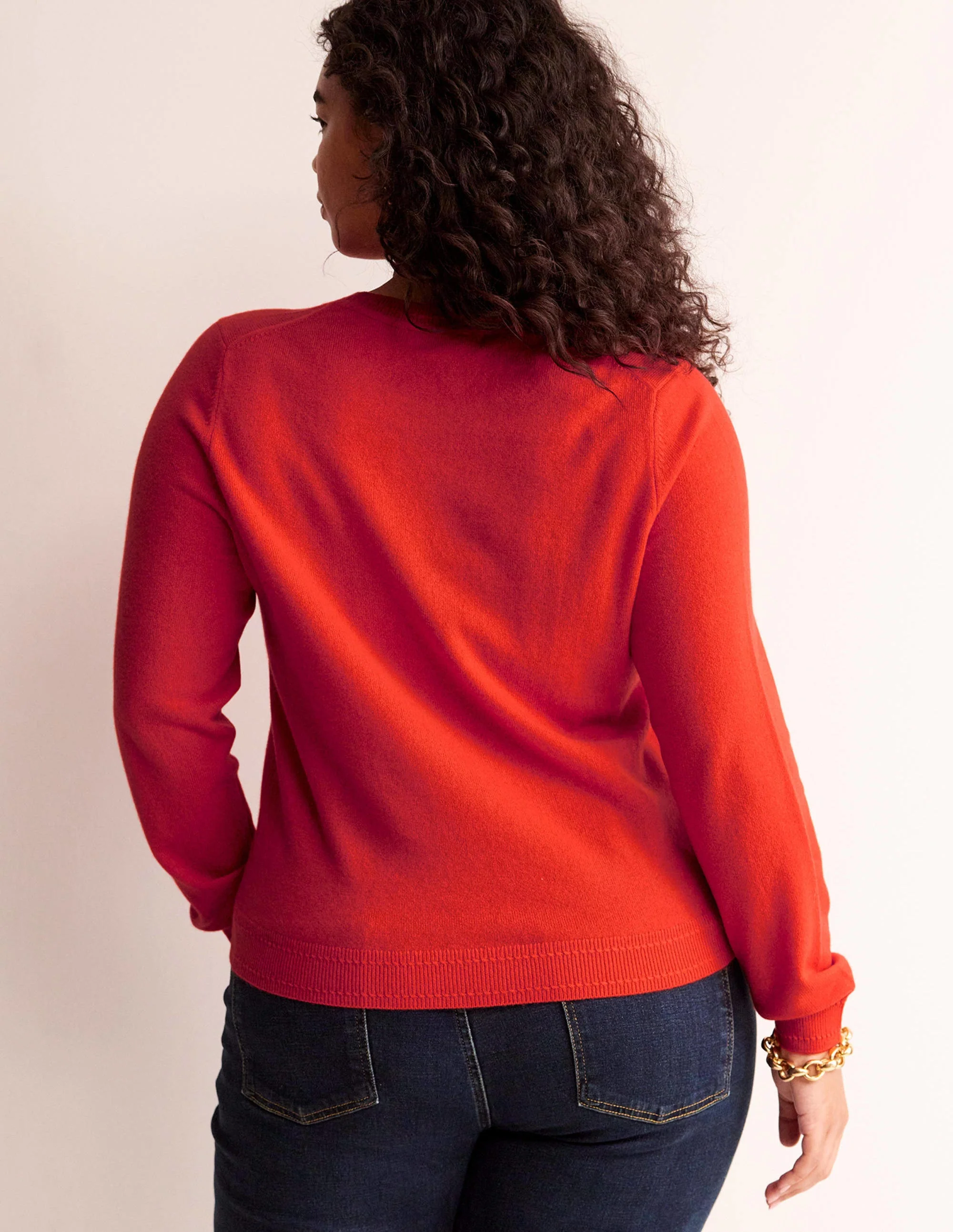 Eva Cashmere Crew Neck Sweater-Firecracker Red - Image 6