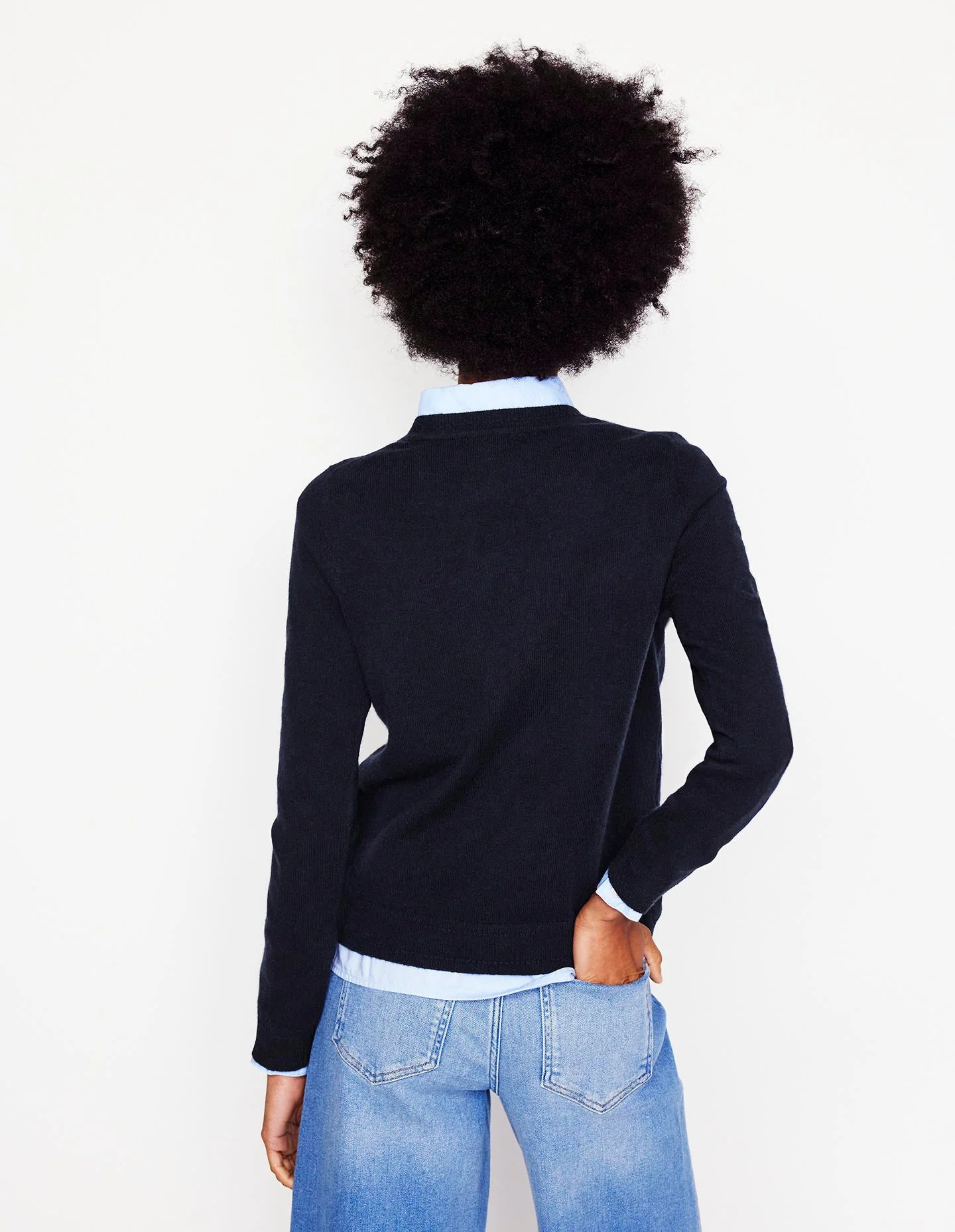 Eva Cashmere Crew Neck Sweater-Navy - Image 2
