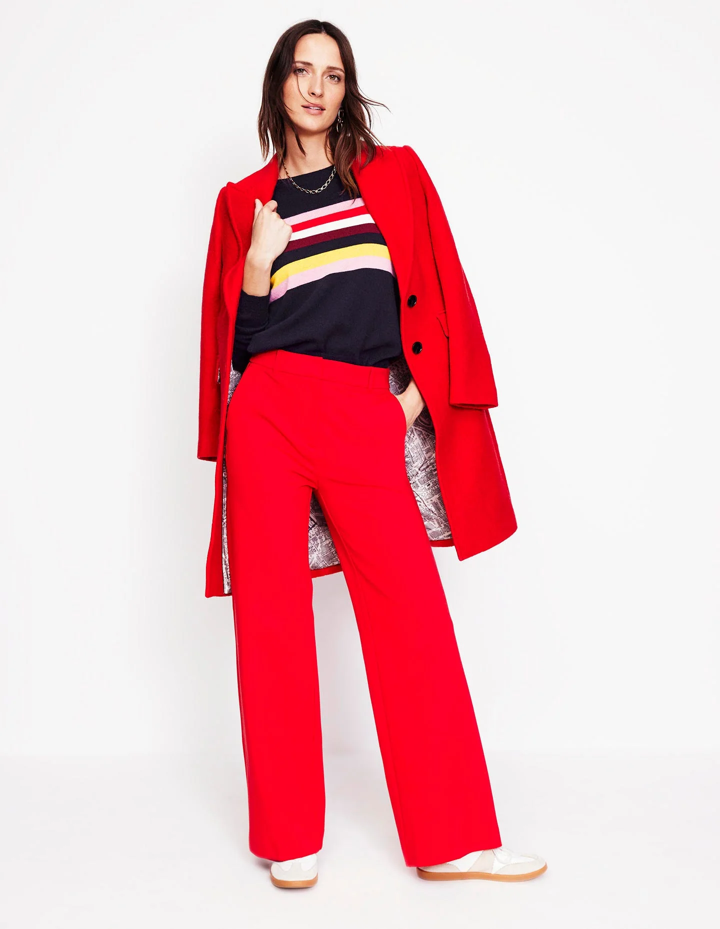 Eva Cashmere Crew Neck Sweater-Navy, Rainbow - Image 4
