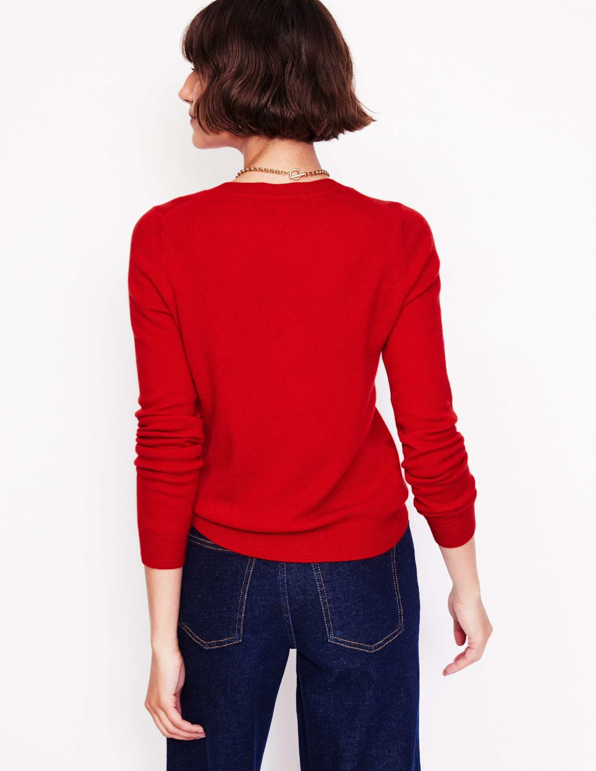 Eva Cashmere Crew Neck Sweater-Rouge Red - Image 3