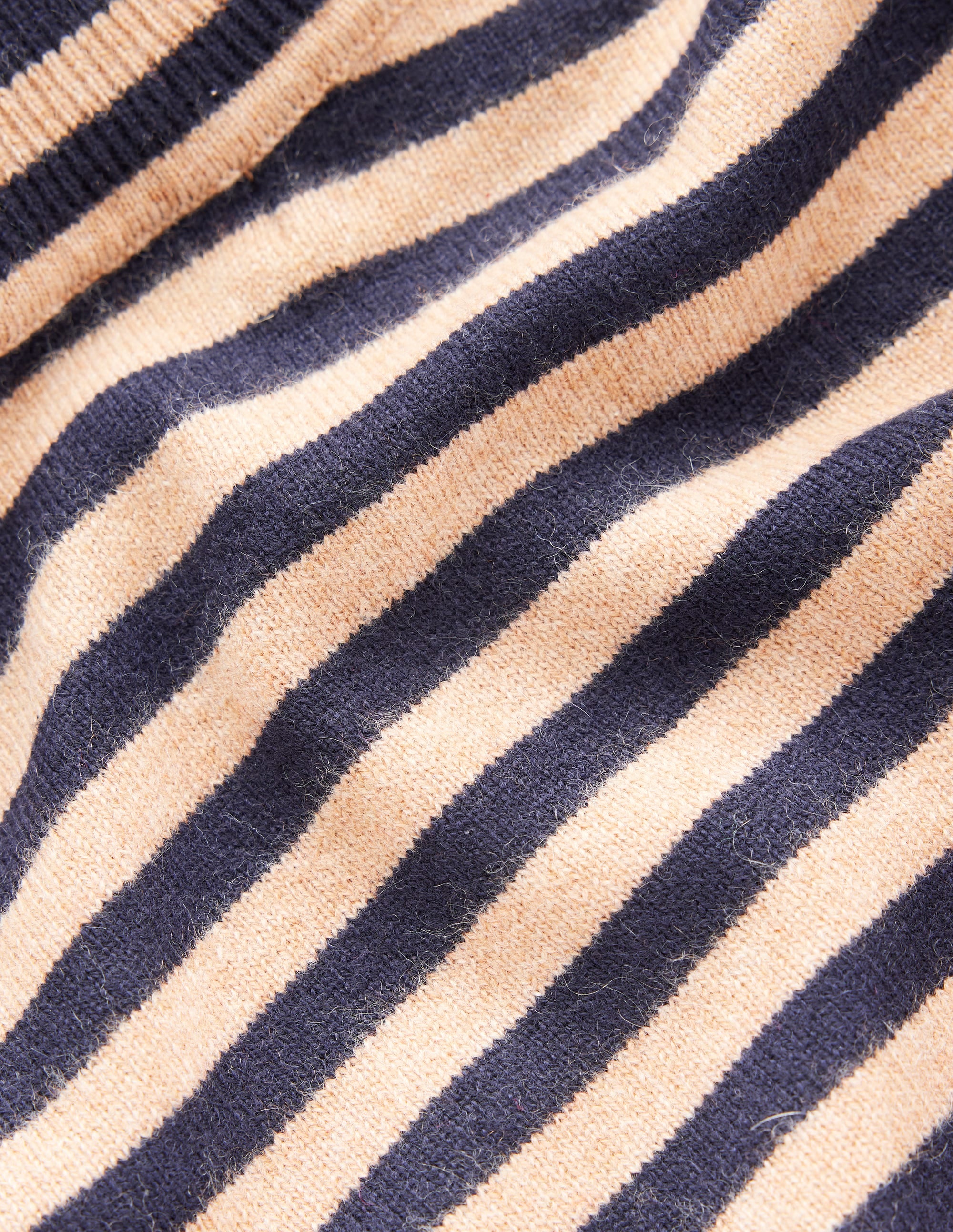 Eva Cashmere Roll Neck Sweater-Camel Melange, Navy - Image 6