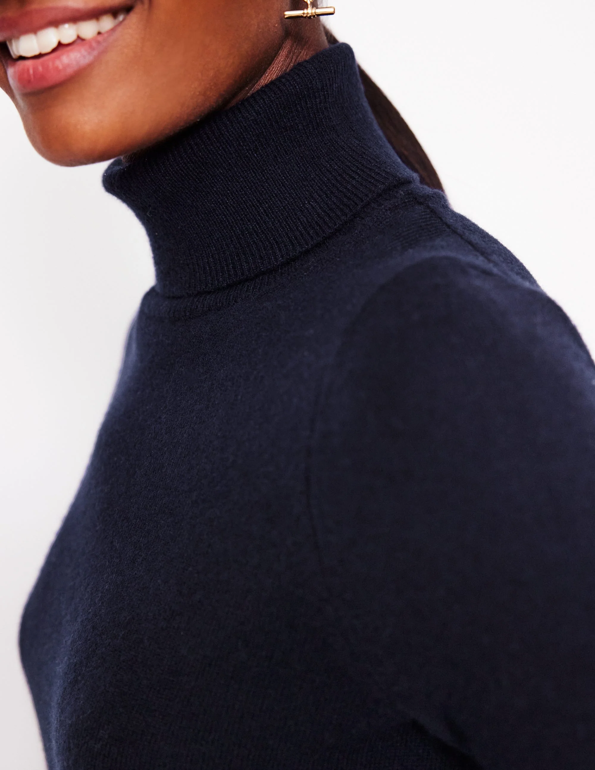 Eva Cashmere Roll Neck Sweater-Dark Blue - Image 2