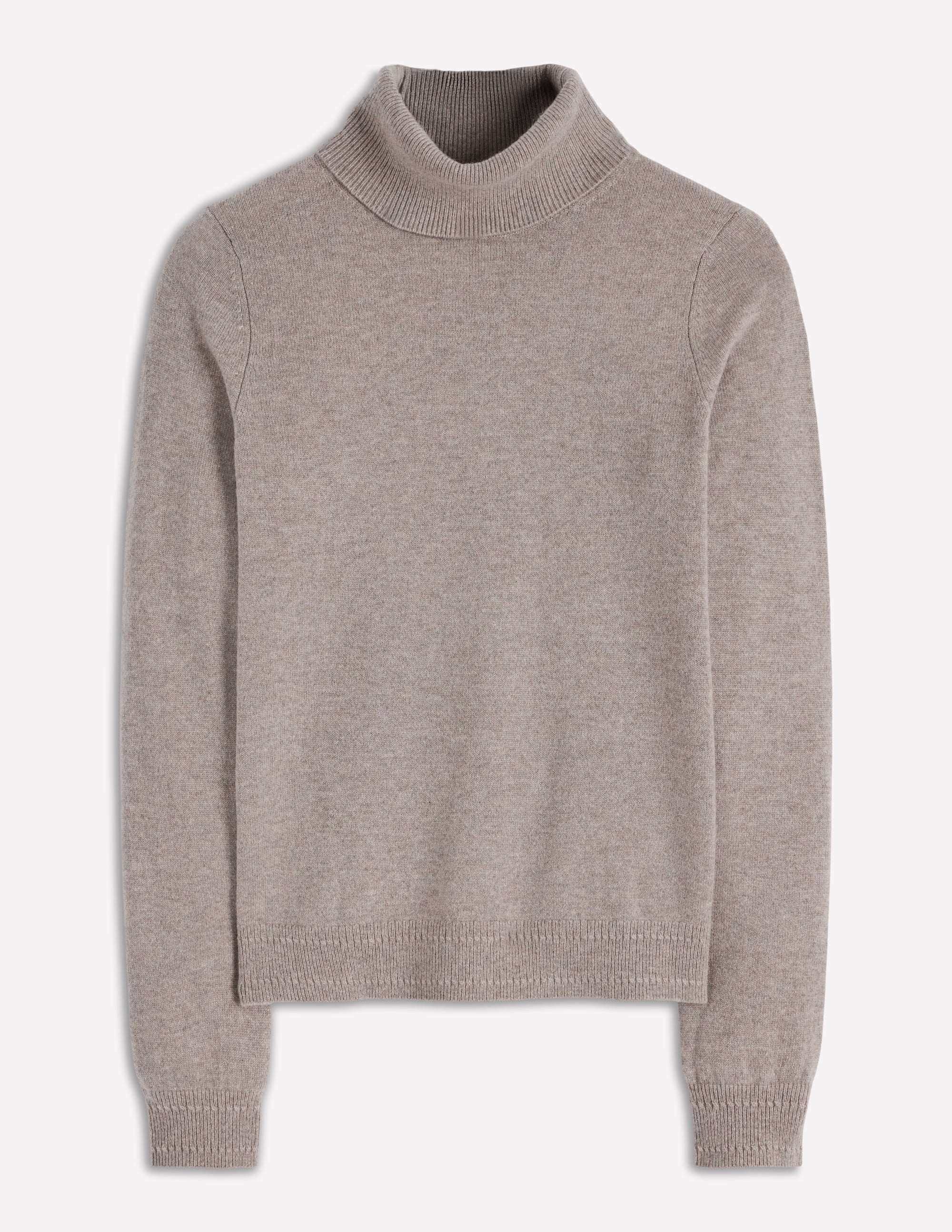 Eva Cashmere Roll Neck Sweater-Mink Melange - Image 5