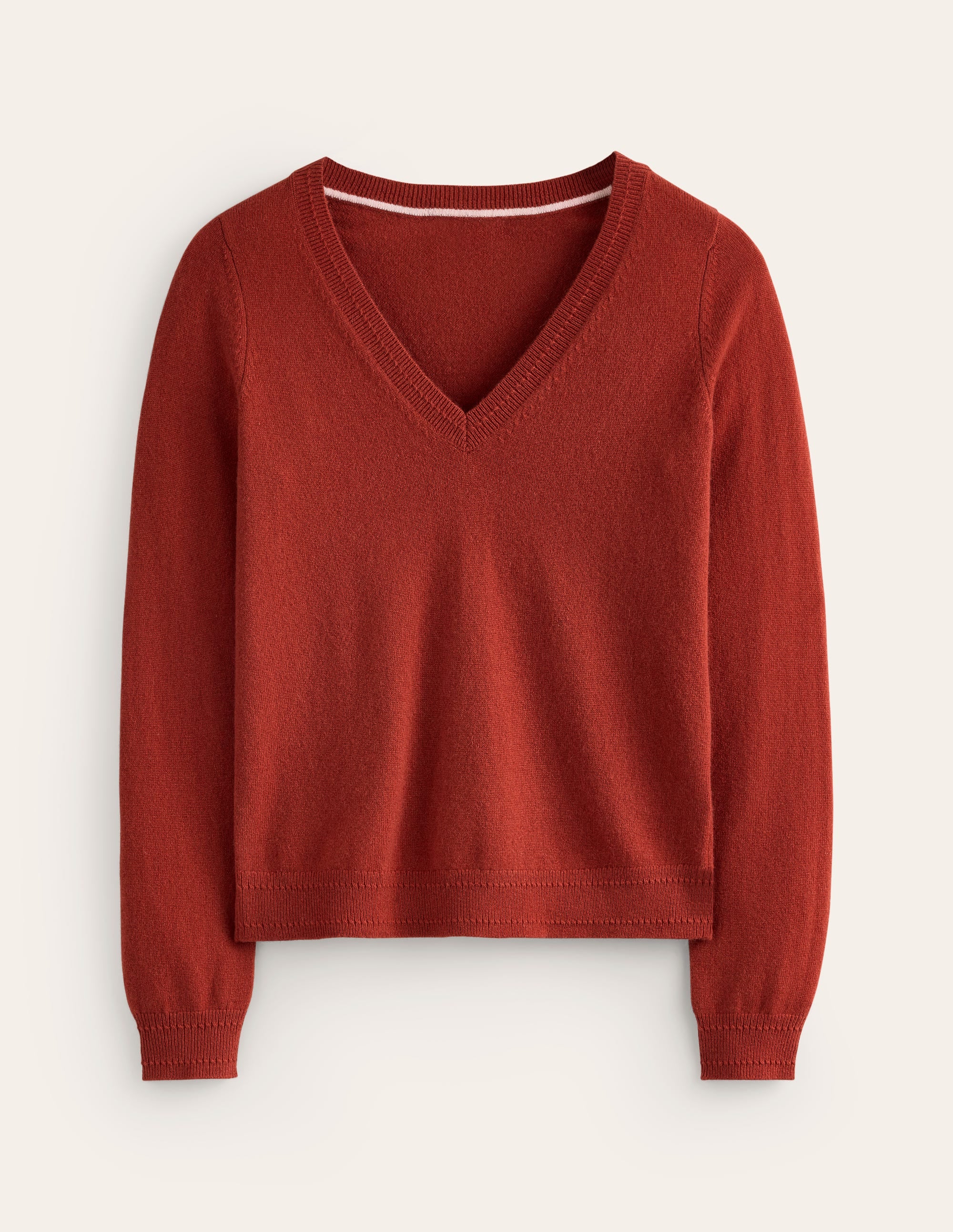 Eva Cashmere V-Neck Sweater-Copper Brown - Image 5