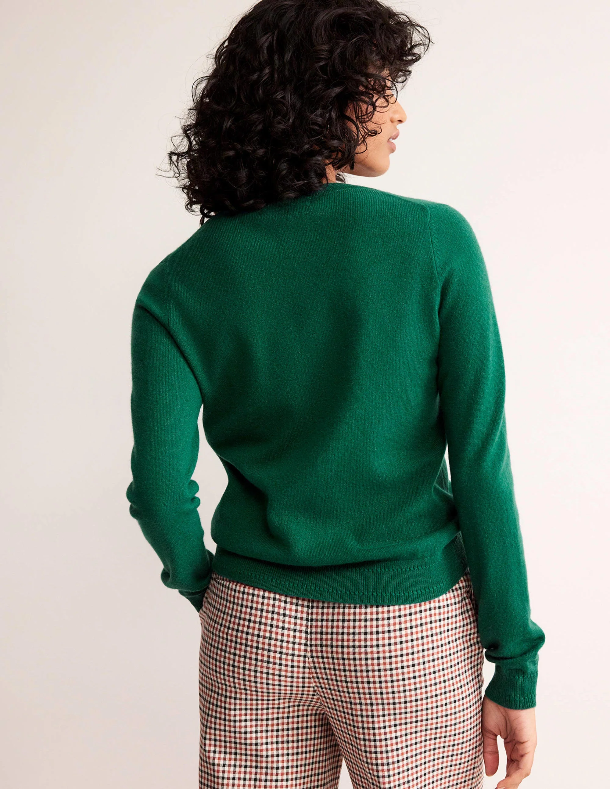 Eva Cashmere V-Neck Sweater-Deep Forest - Image 4