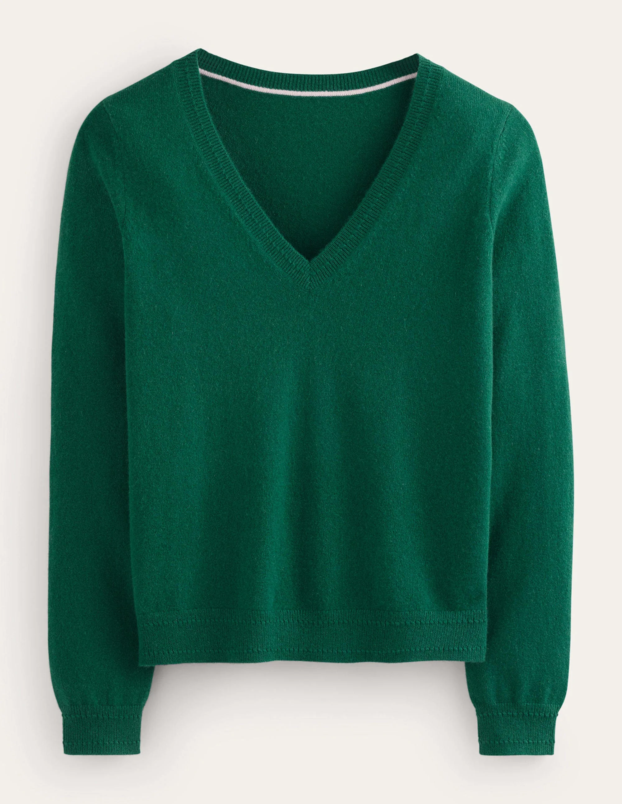 Eva Cashmere V-Neck Sweater-Deep Forest - Image 6