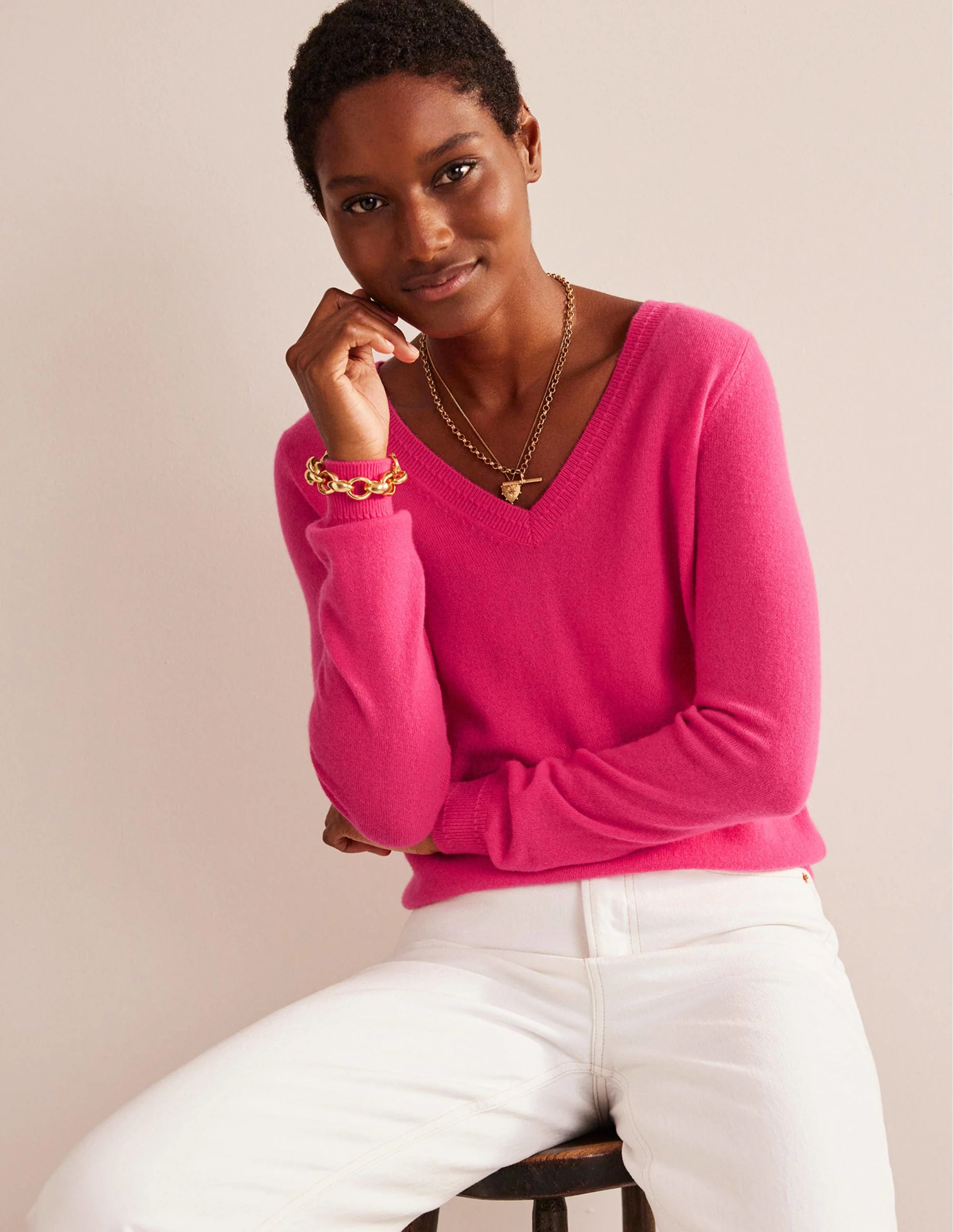Eva Cashmere V-Neck Sweater-Jazzy