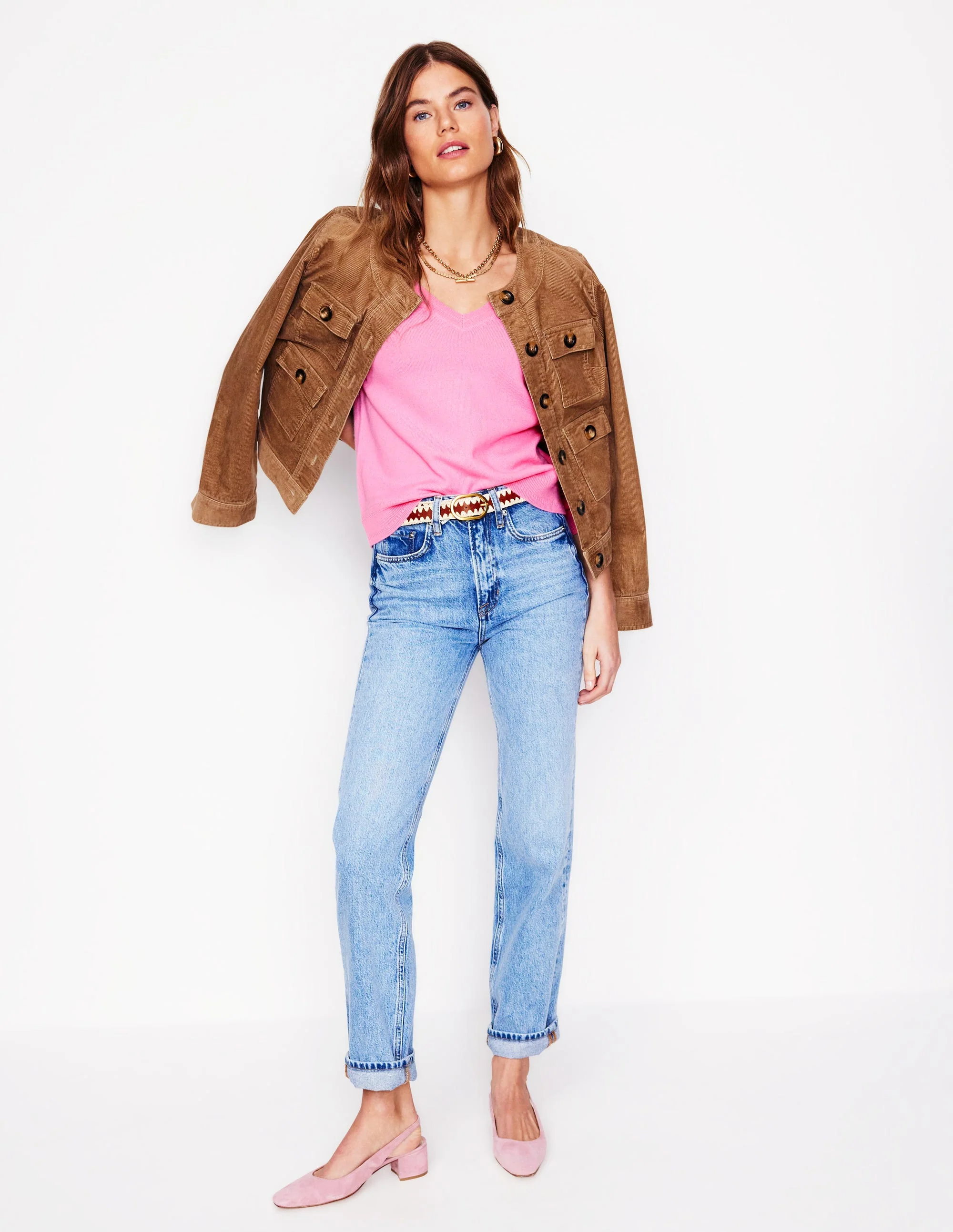 Eva Cashmere V-Neck Sweater-Meadowsweet Pink - Image 4
