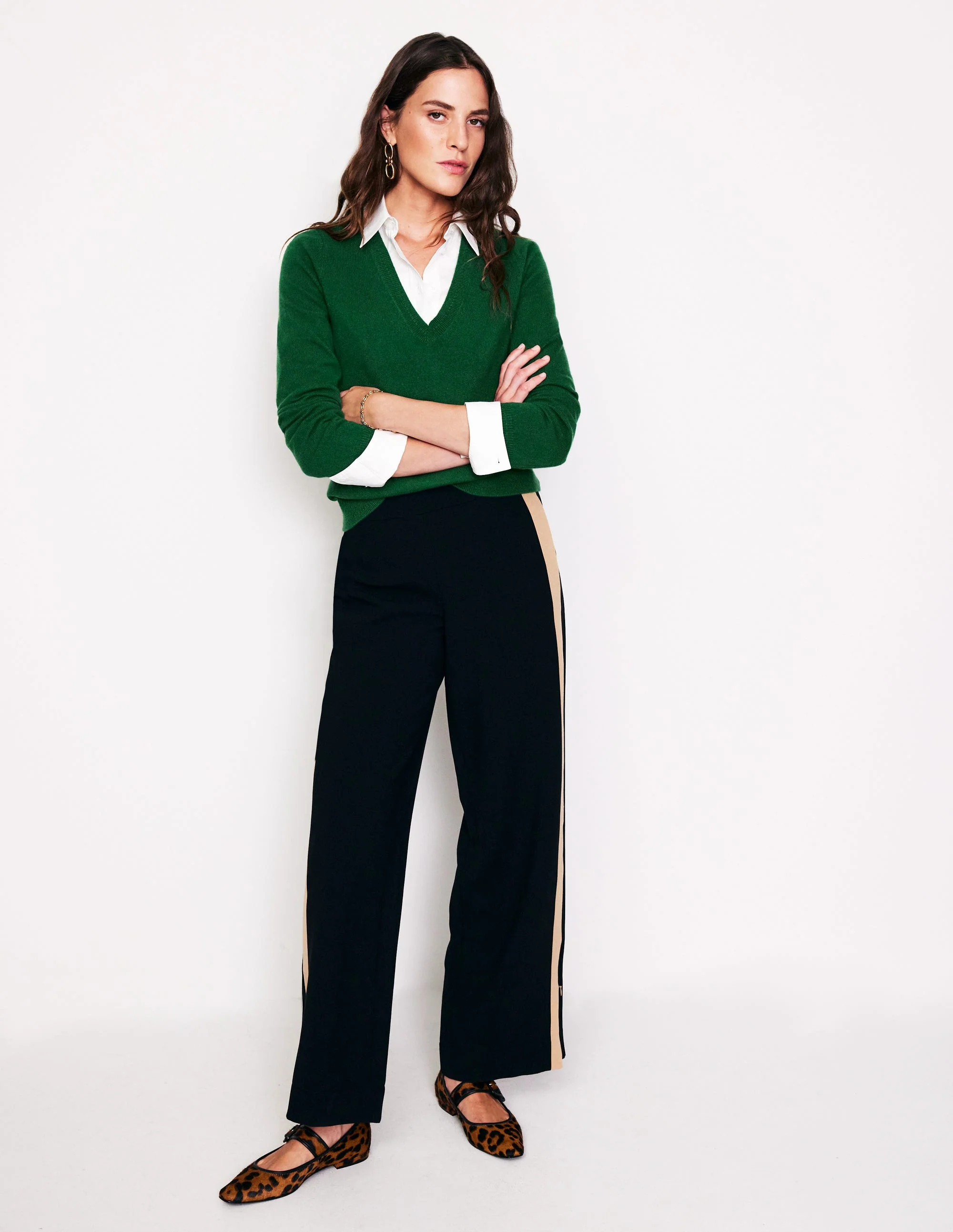 Eva Cashmere V-Neck Sweater-Pine Green - Image 4