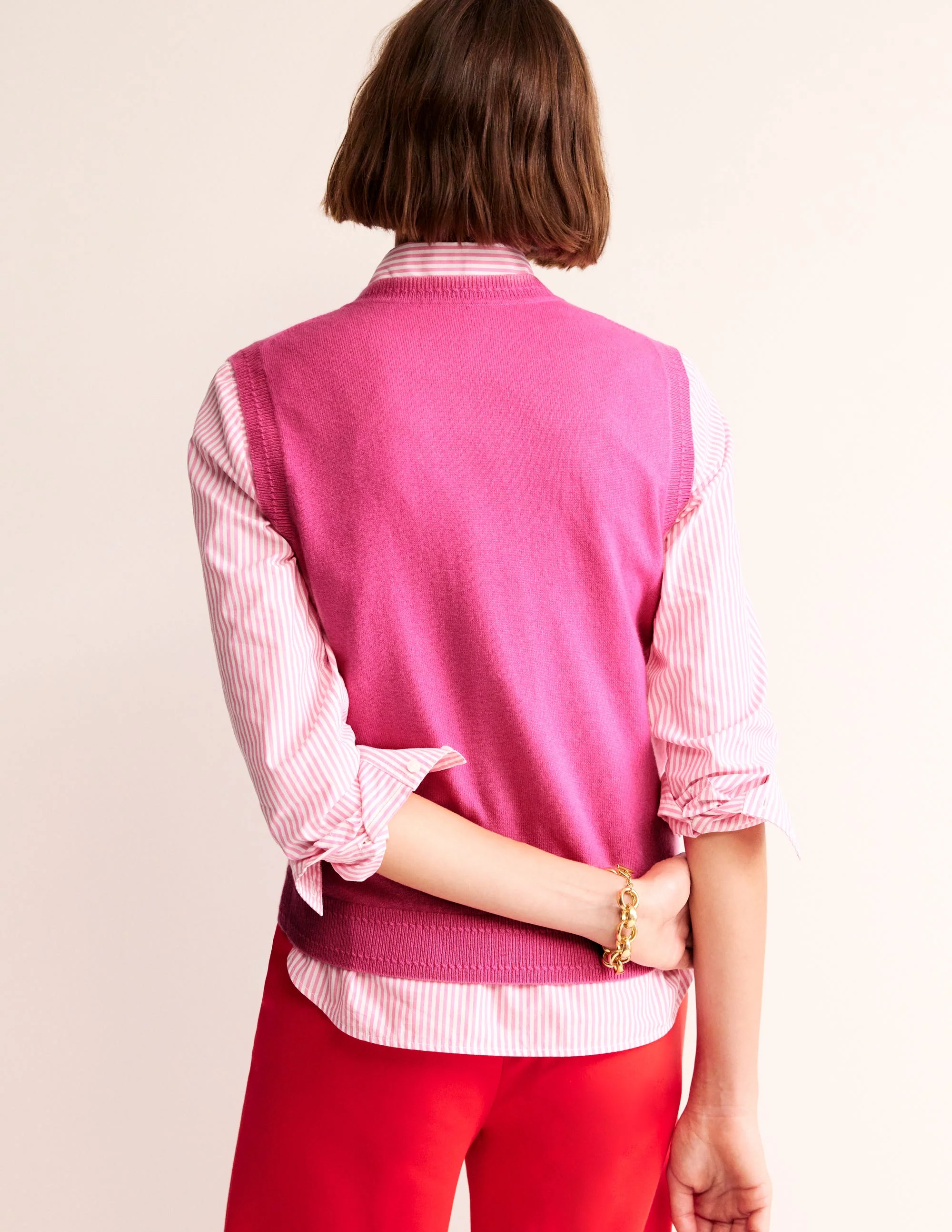 Eva Cashmere Vest-Party Pink - Image 3