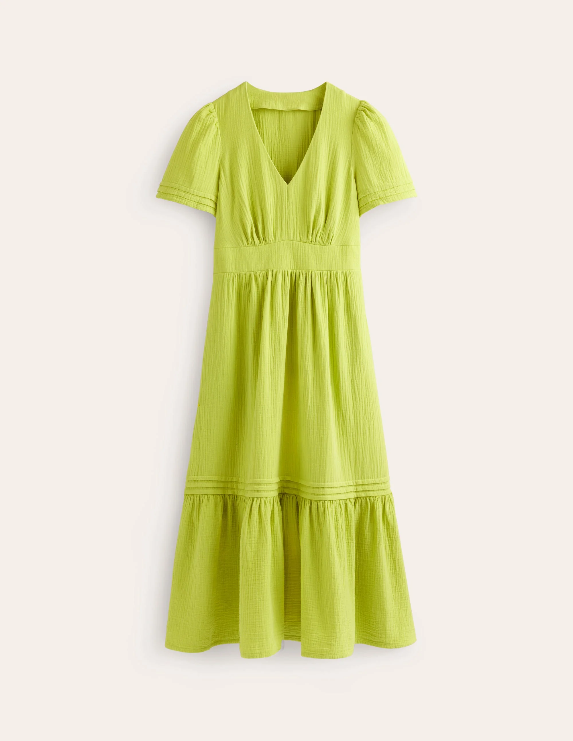 Eve Double Cloth Midi Dress-Chartreuse - Image 8