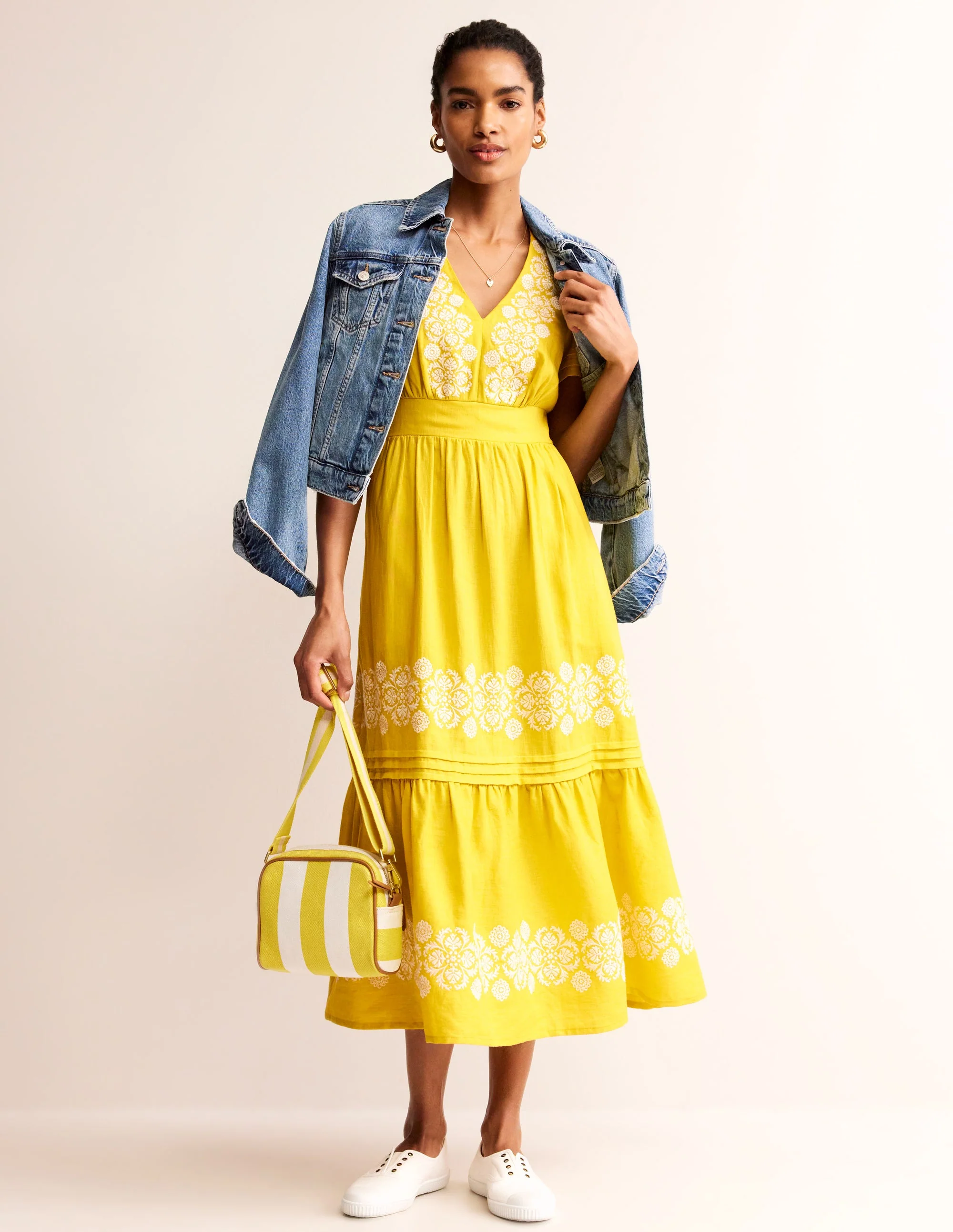 Eve Linen Midi Dress-Passion Fruit Embroidered - Image 6