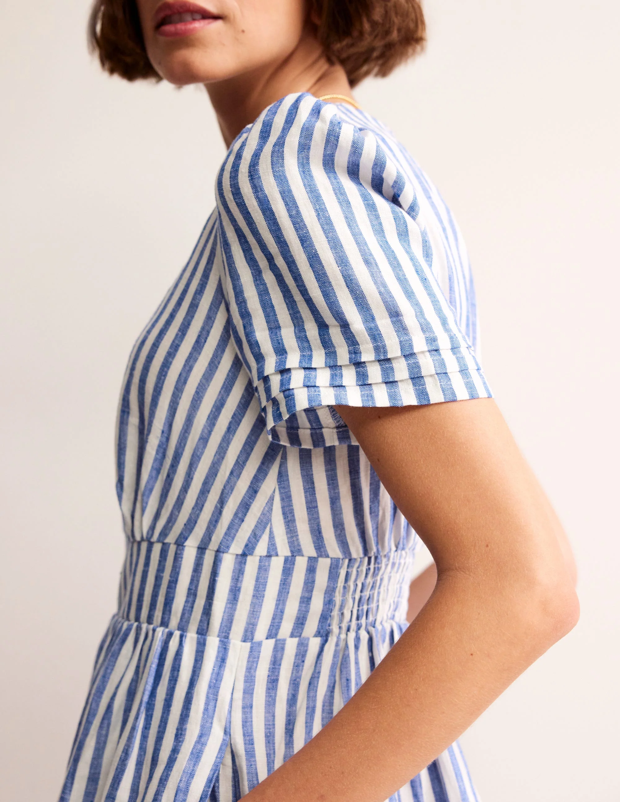 Eve Linen Midi Dress-Surf the Web Stripe - Image 2