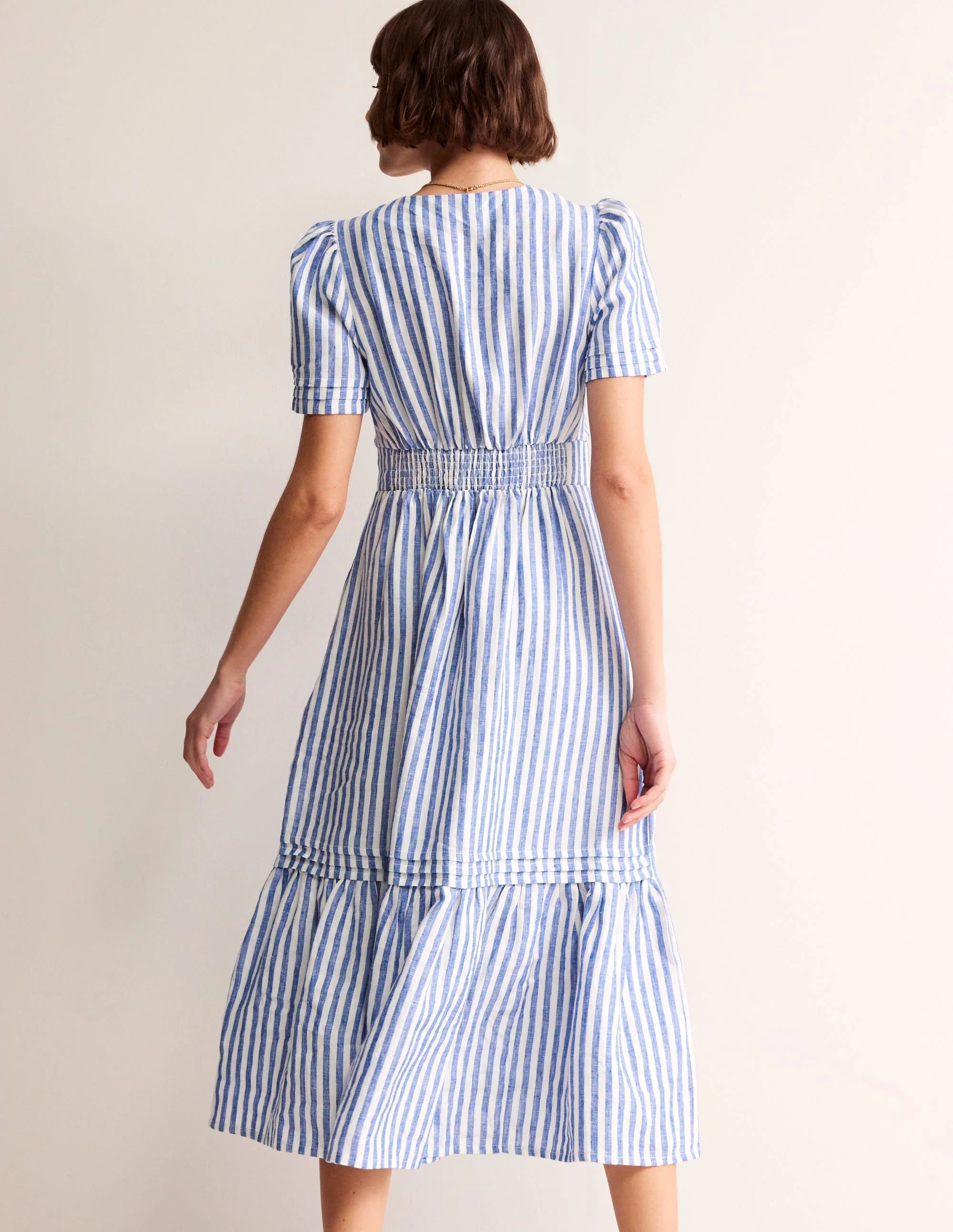 Eve Linen Midi Dress-Surf the Web Stripe - Image 3