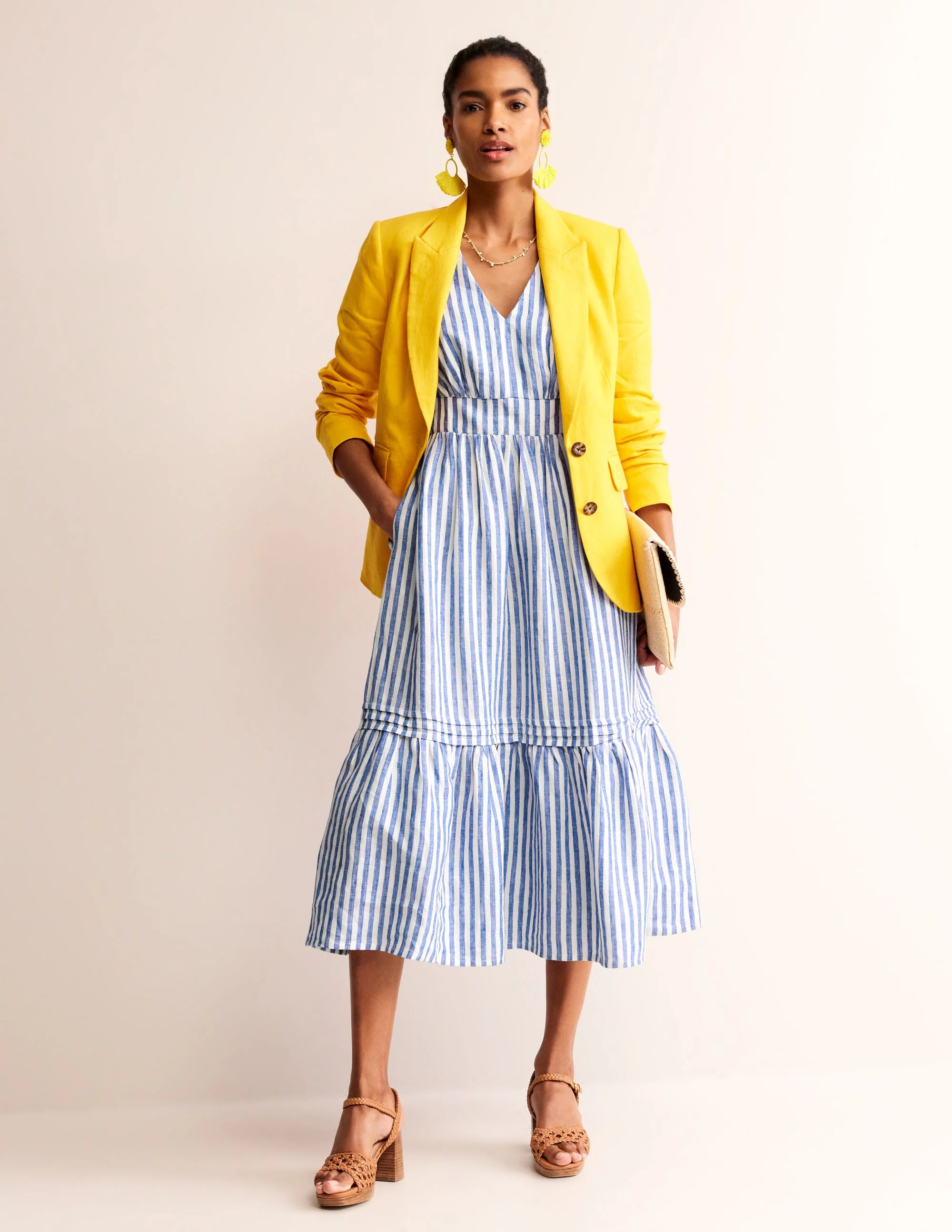 Eve Linen Midi Dress-Surf the Web Stripe - Image 6