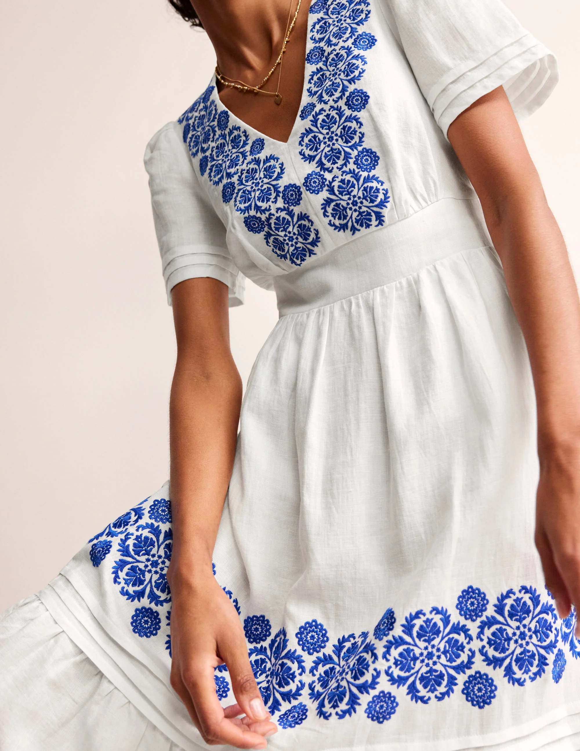 Eve Linen Midi Dress-White - Image 2