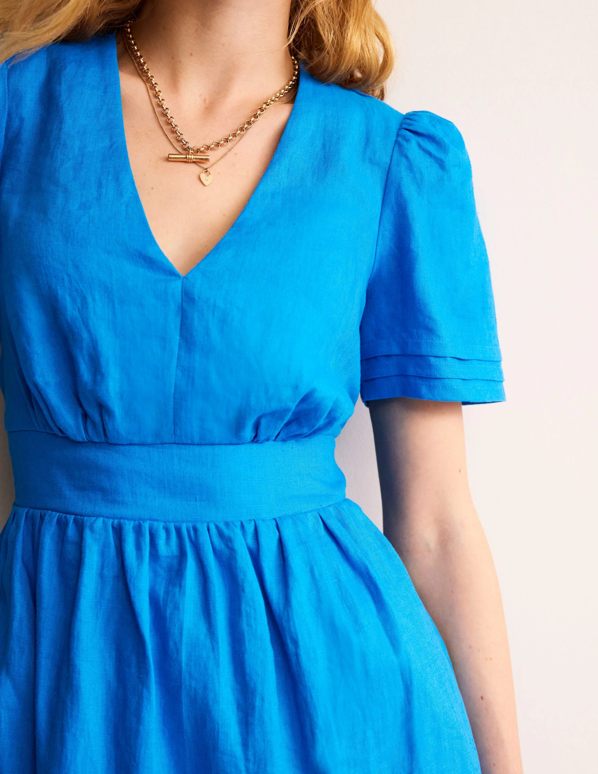 Eve Linen Short Dress-Brilliant Blue - Image 2