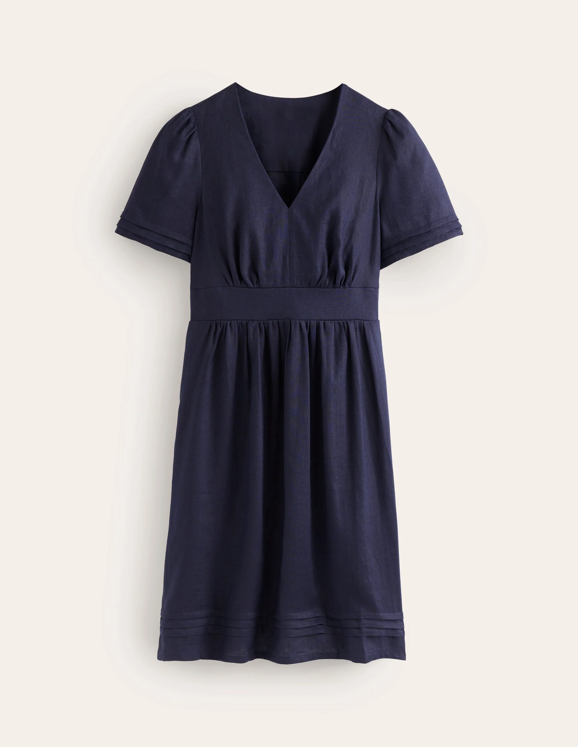 Eve Linen Short Dress-Navy - Image 5