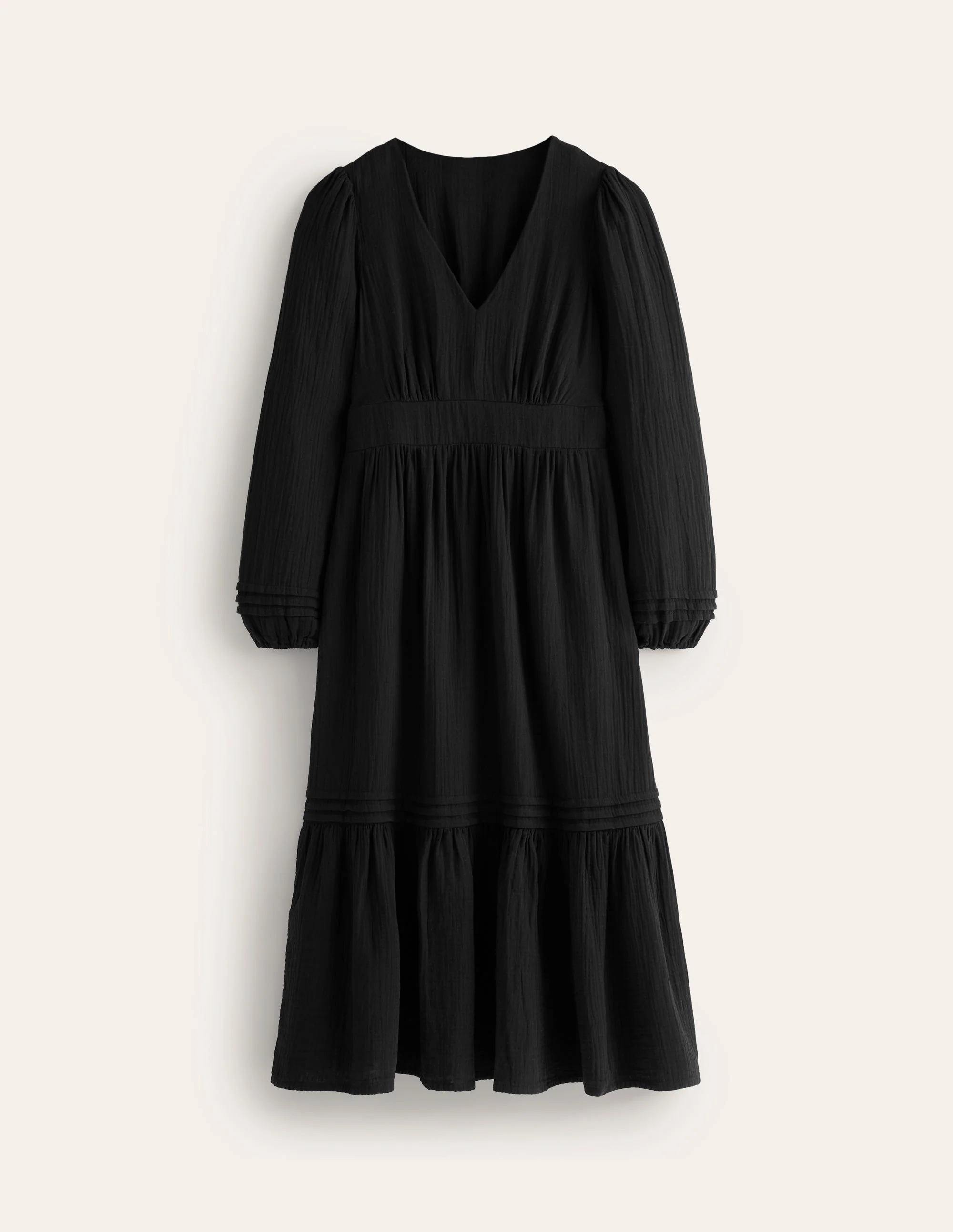 Eve Sleeved Double Cloth Dress-Black - Image 6