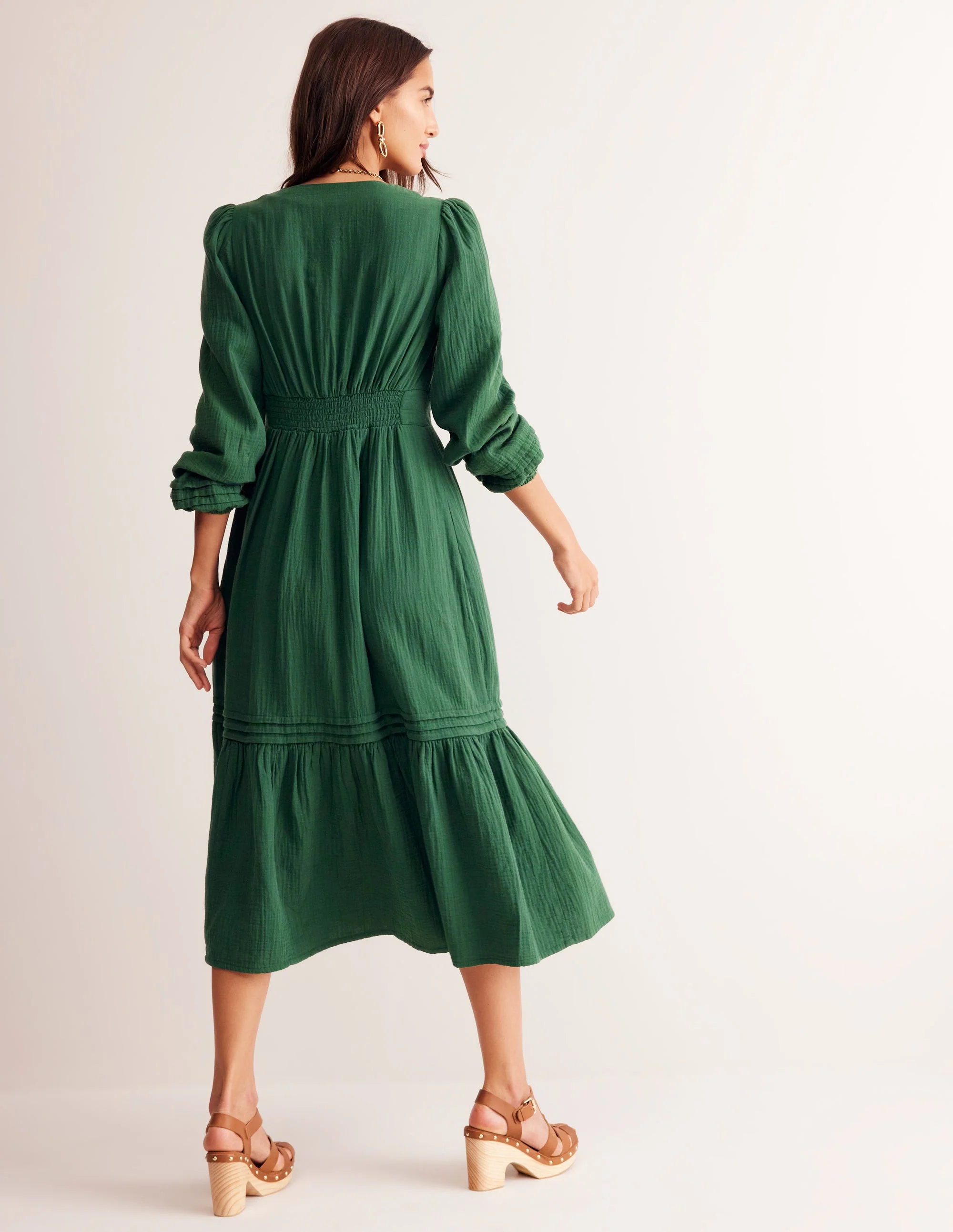 Eve Sleeved Double Cloth Dress-Eden - Image 4
