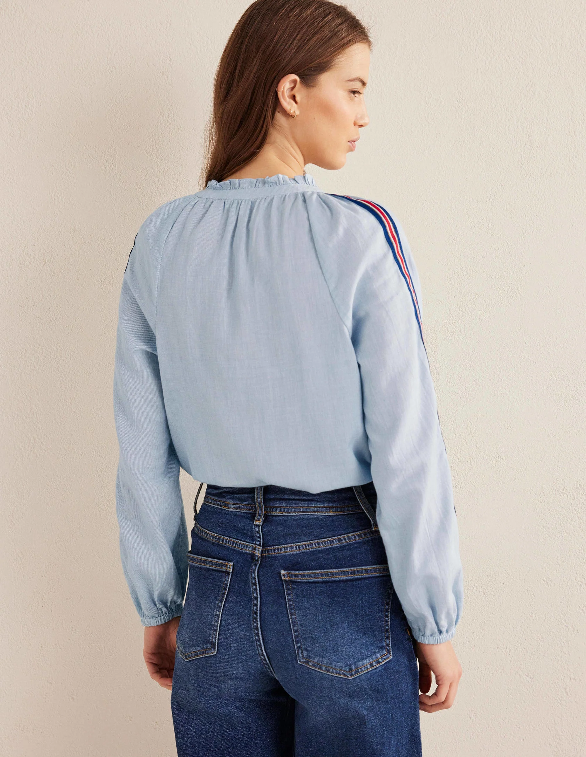 Everyday Cotton Popover Shirt-Blue Stripe - Image 3