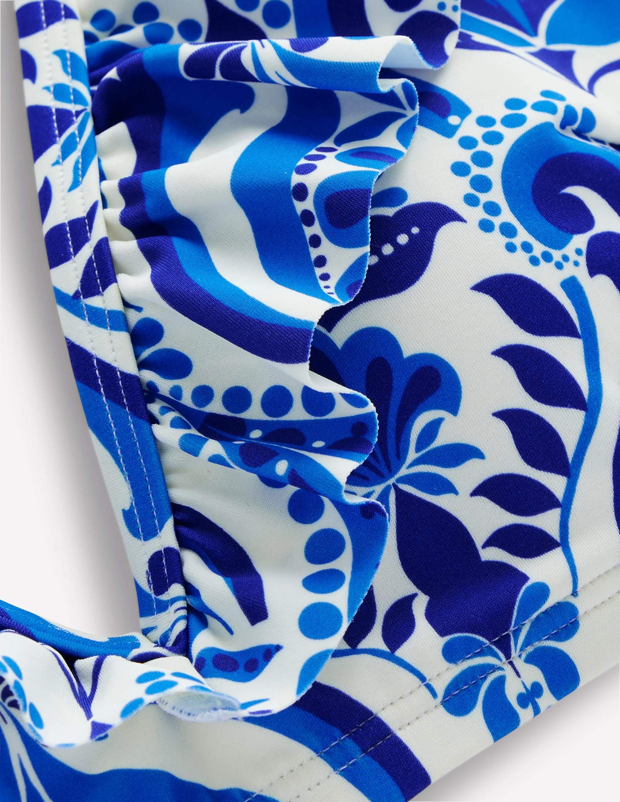 Evia Ruffle Bikini Top-Blue, Ornamental Floral - Image 8