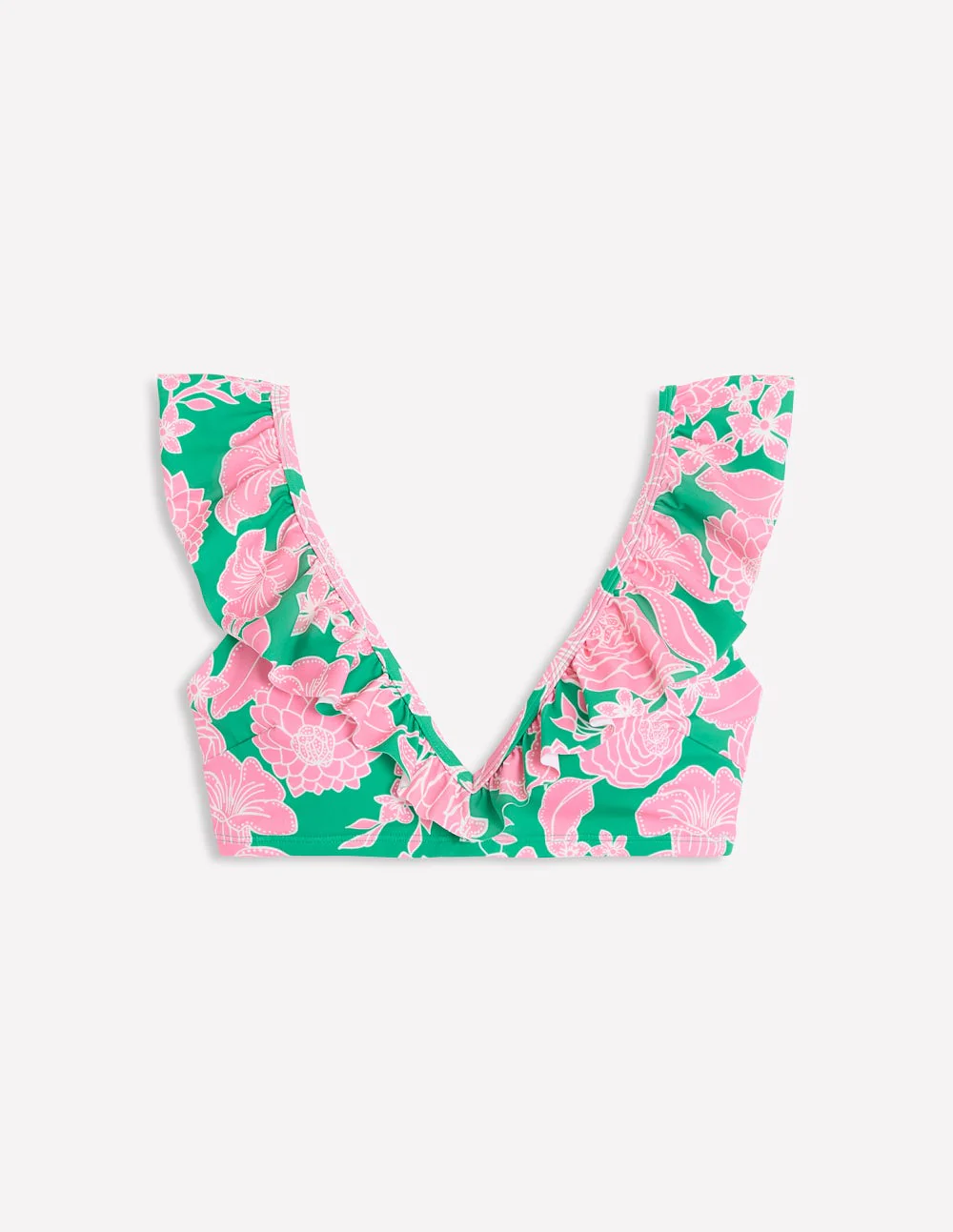 Evia Ruffle Bikini Top-Rich Emerald, Blossom Cascade - Image 6