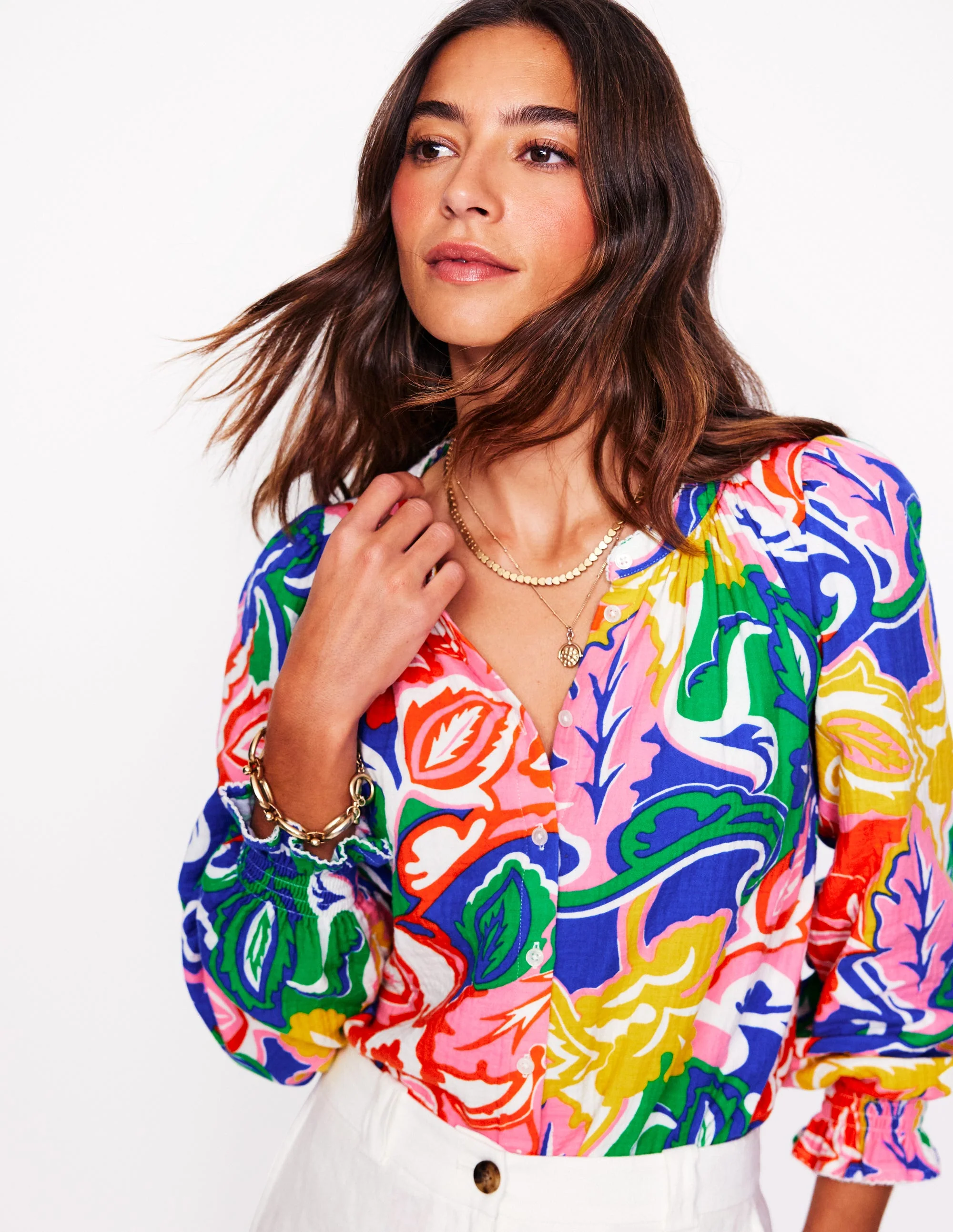 Evie Double Cloth Top-Multi, Foliage Twirl - Image 4
