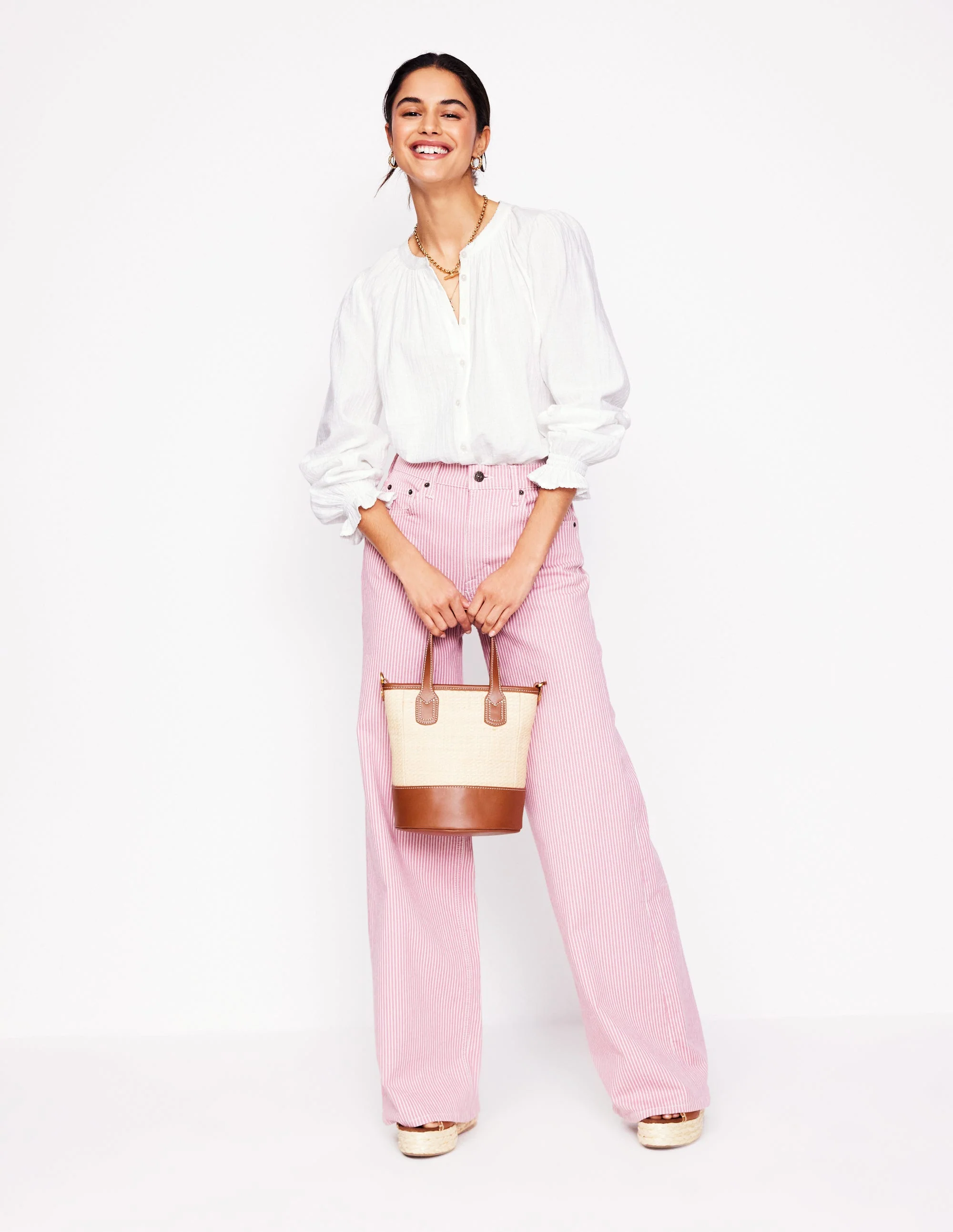 Evie Double Cloth Top-White - Image 4