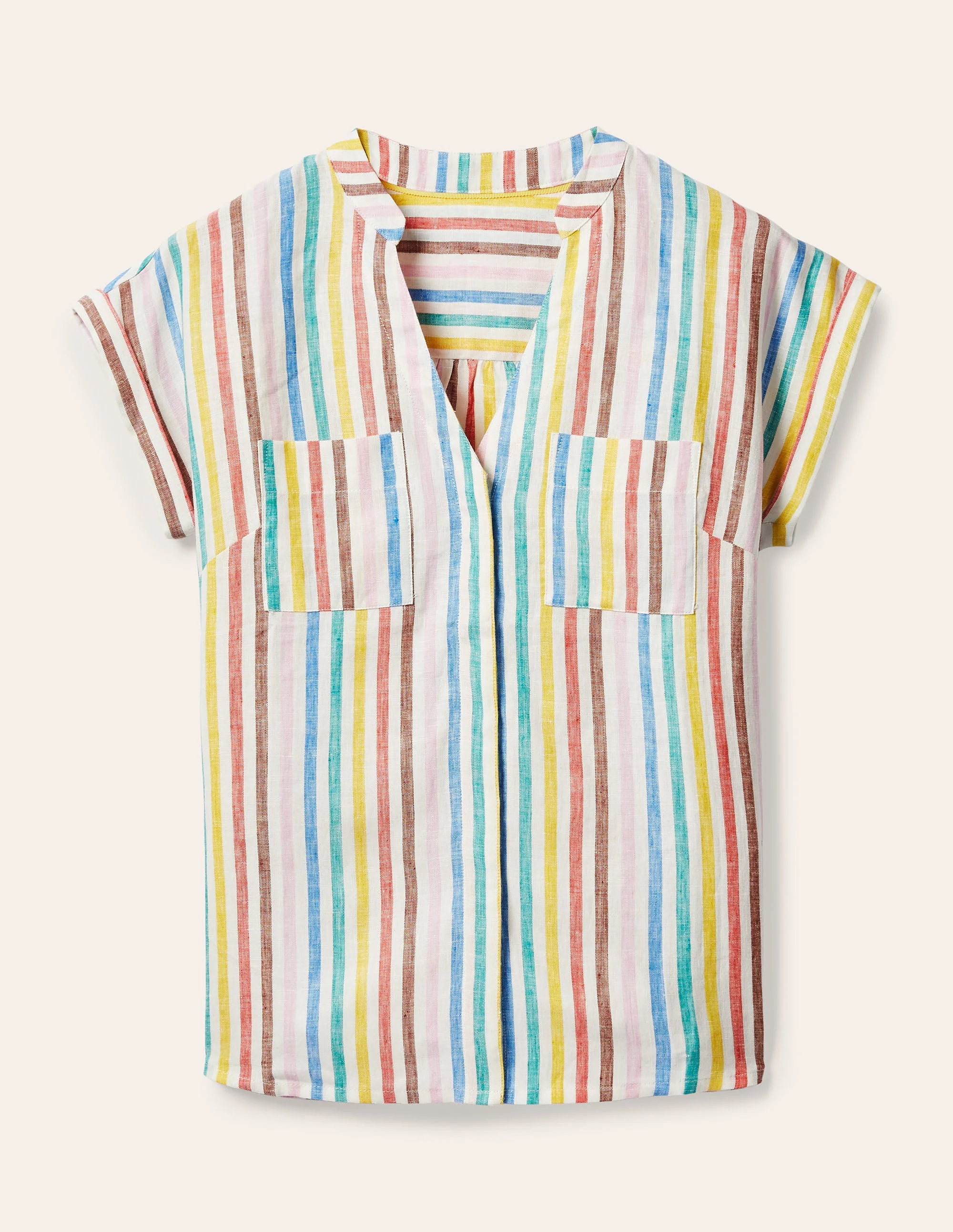 Evie Linen Shirt-Woven Summer Multistripe - Image 5