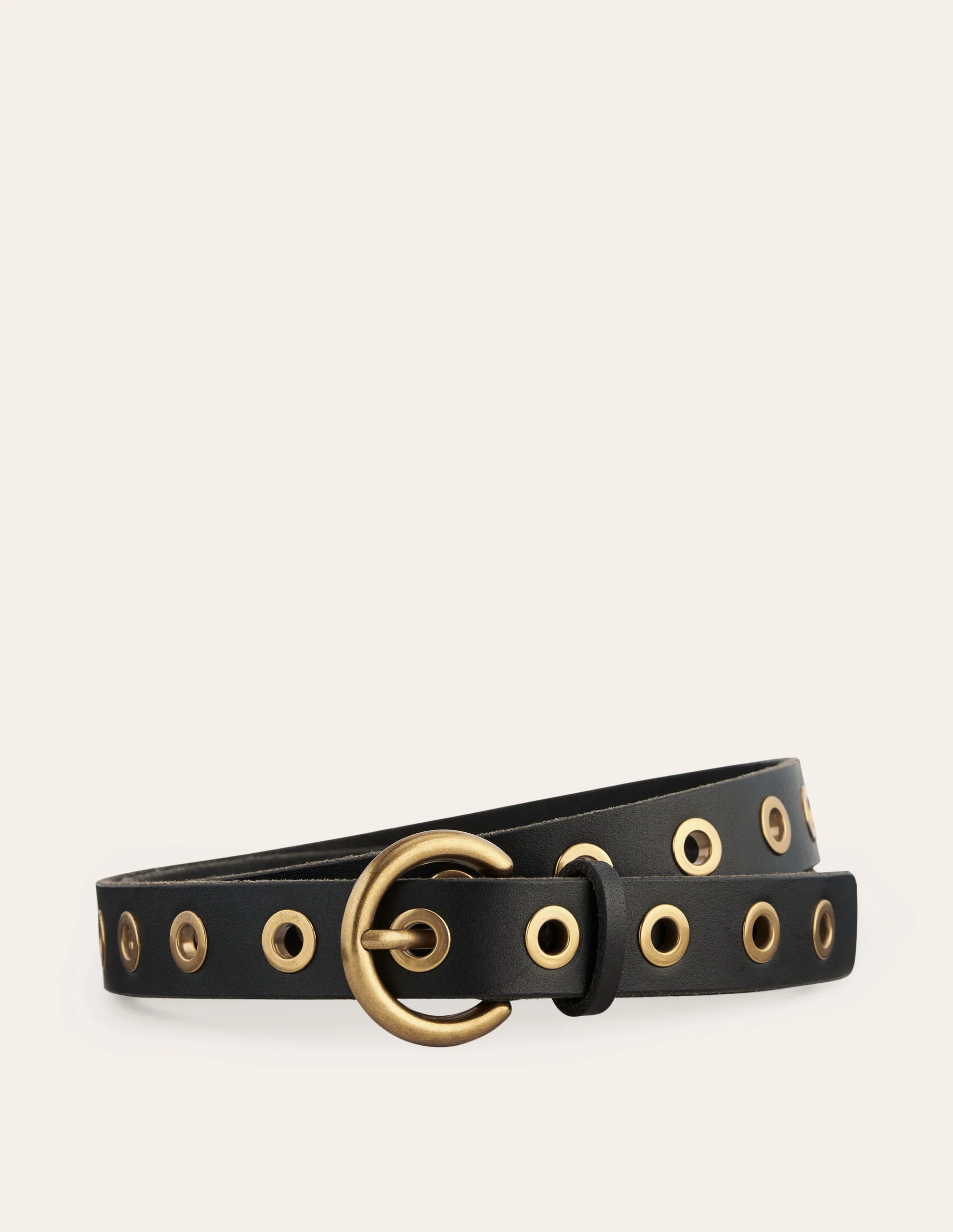 Eyelet Leather Belt-Black - Image 2