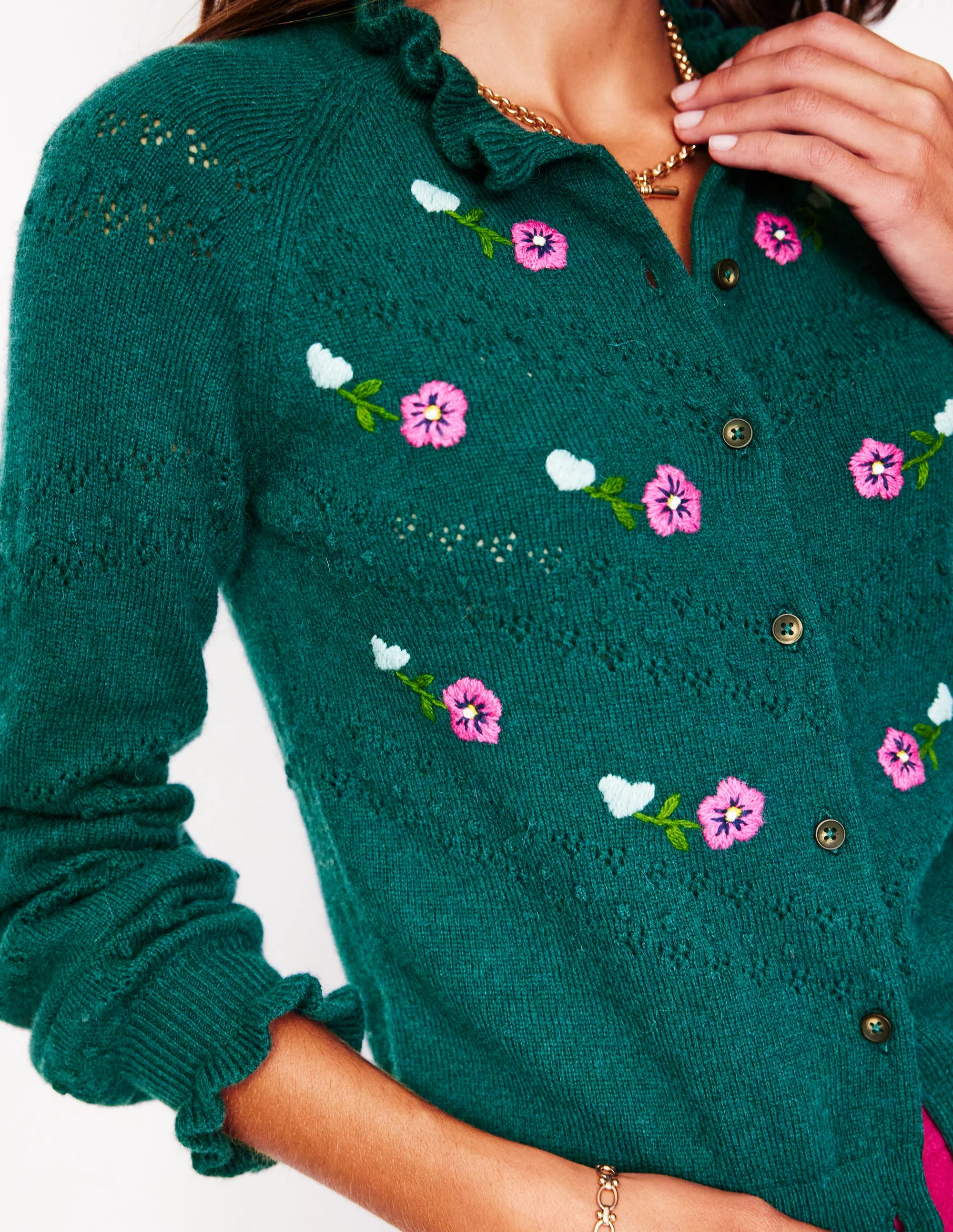 Fae Embroidered Cardigan-Glade Green - Image 2