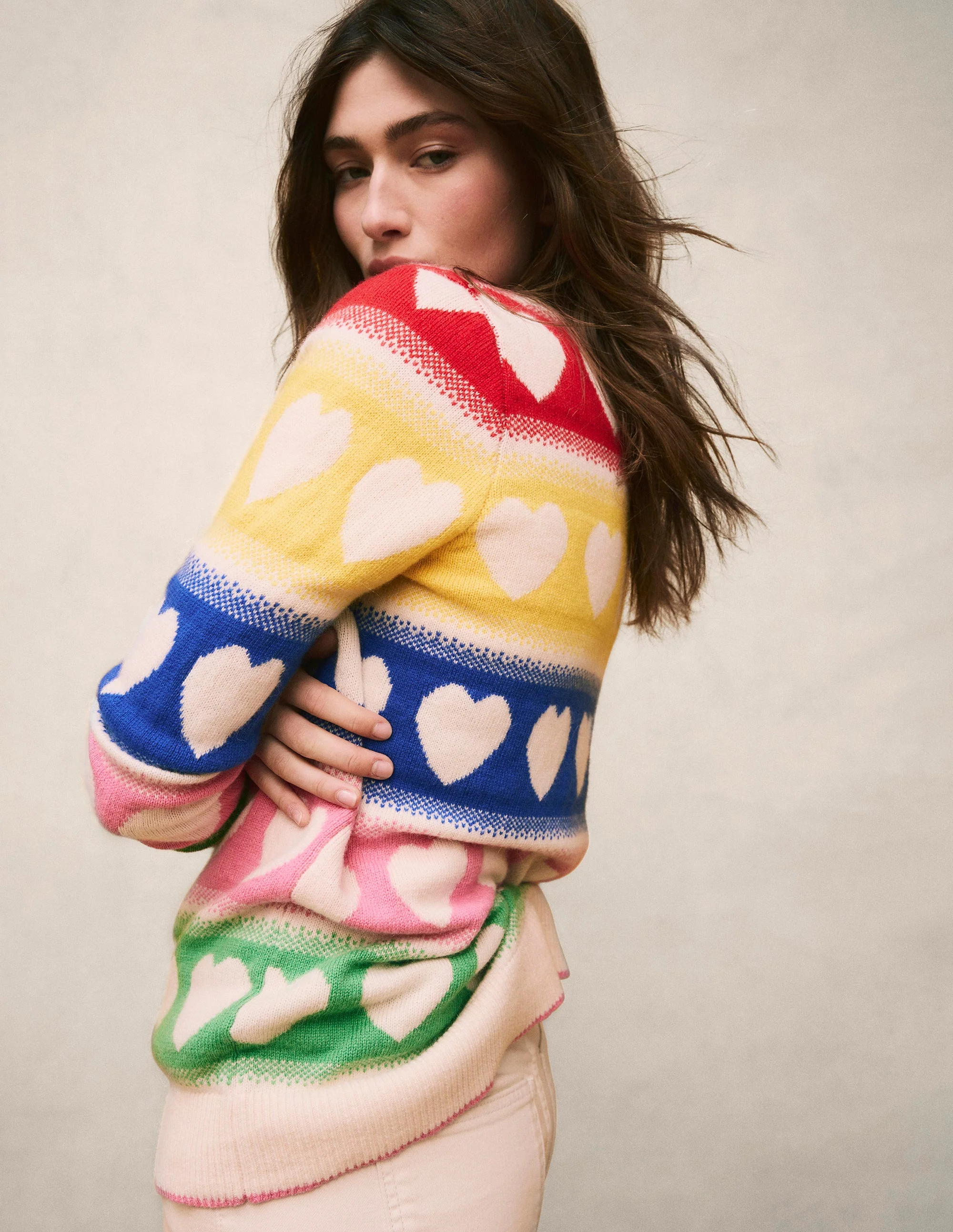 Fair Isle Boyfriend Cardigan-Multi, Hearts - Image 5