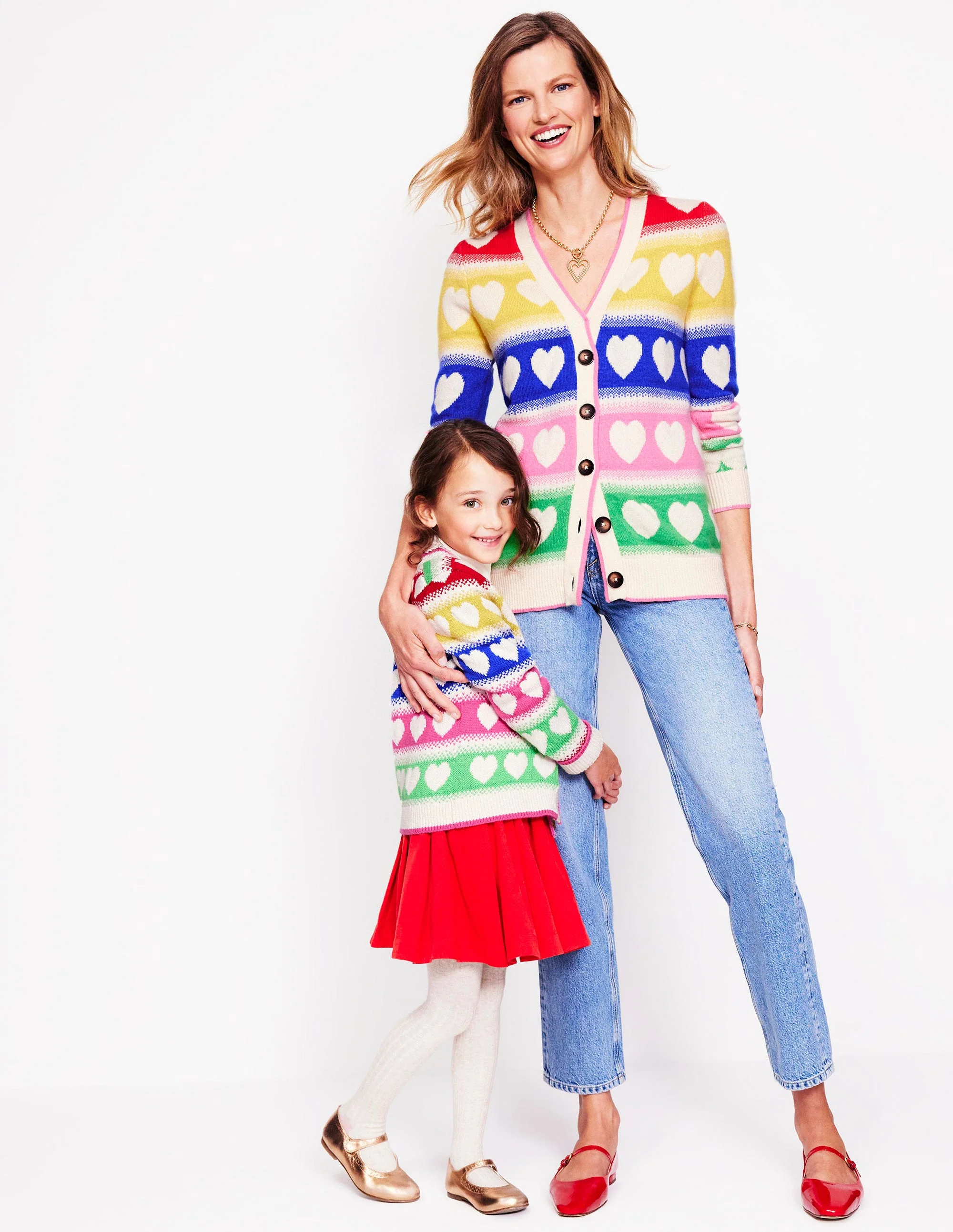 Fair Isle Boyfriend Cardigan-Multi, Hearts - Image 6
