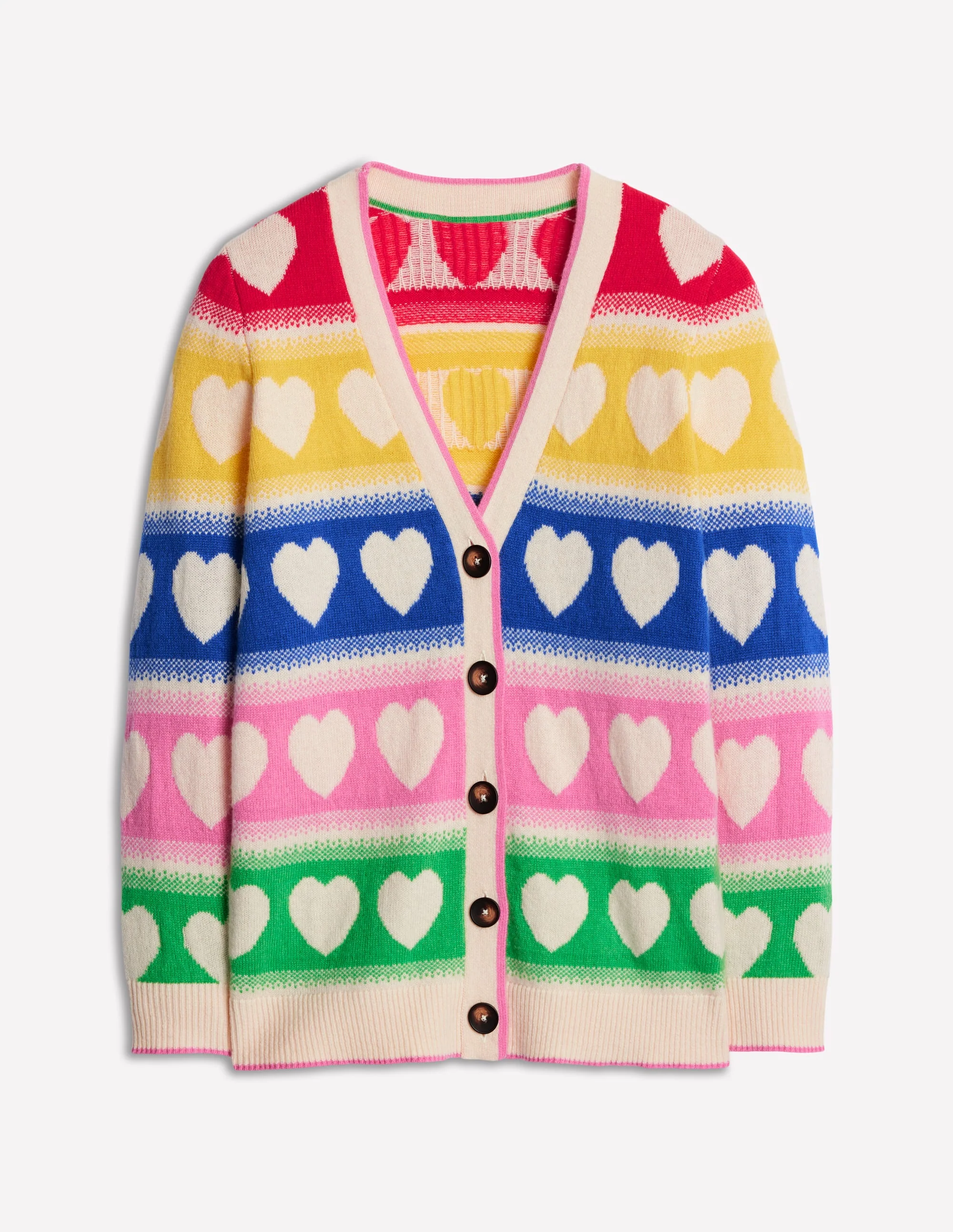 Fair Isle Boyfriend Cardigan-Multi, Hearts - Image 8