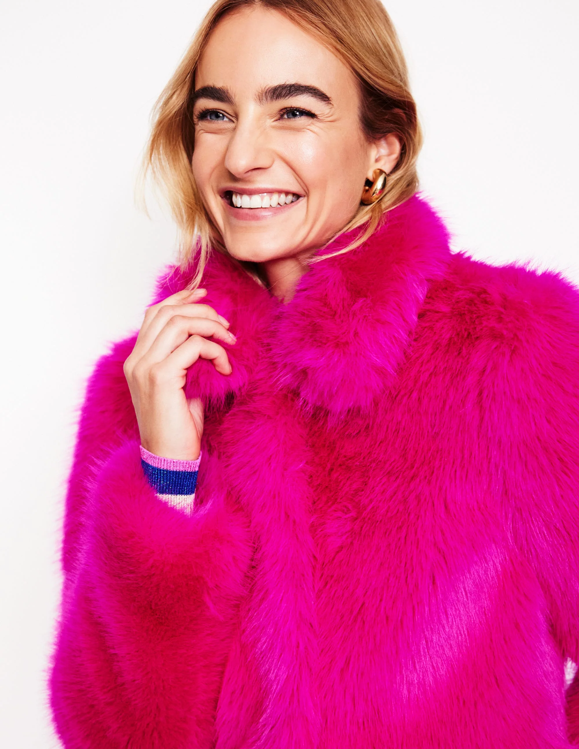 Faux-Fur Coat-Pink - Image 2