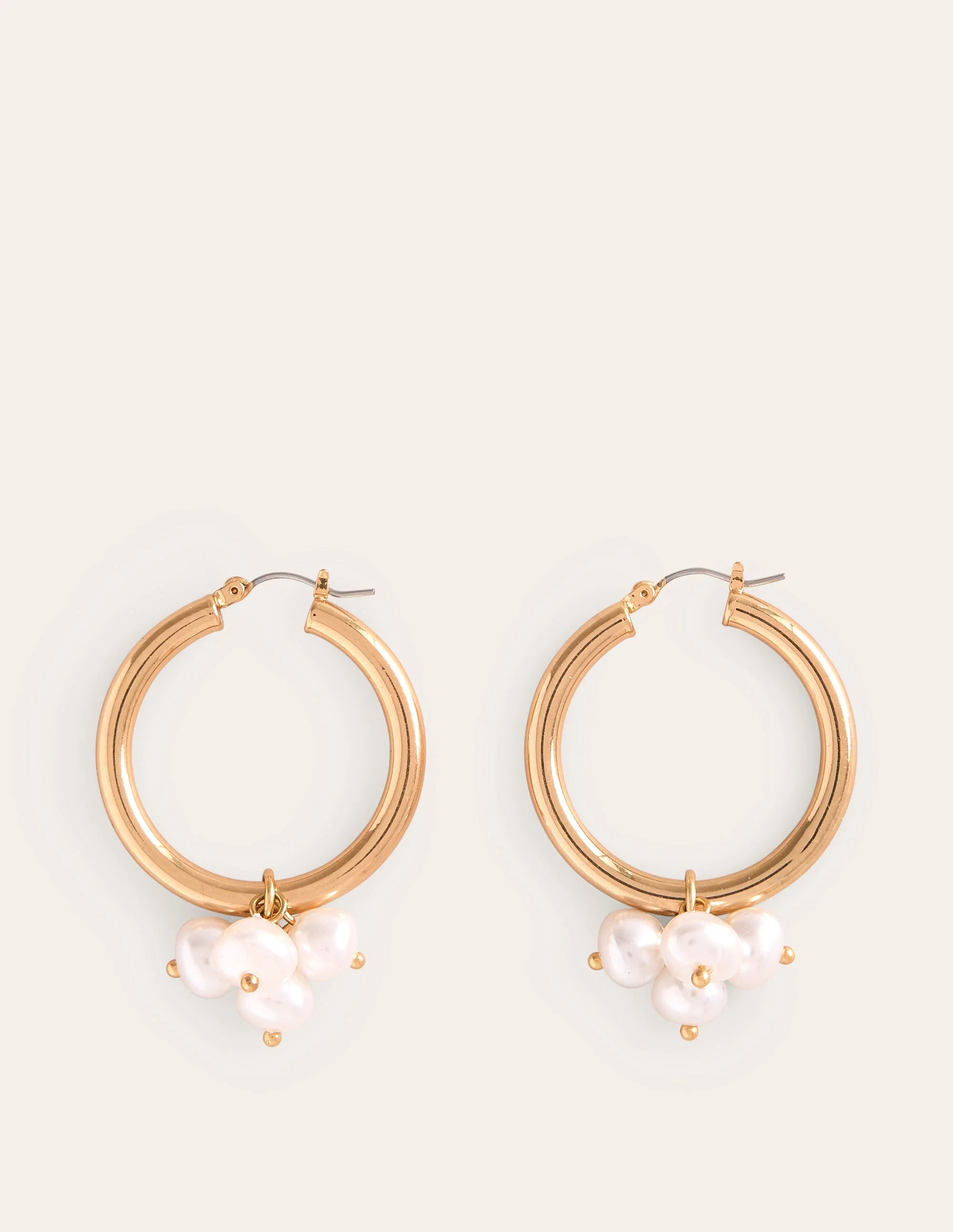 Faux Pearl Cluster Hoops-Gold - Image 2