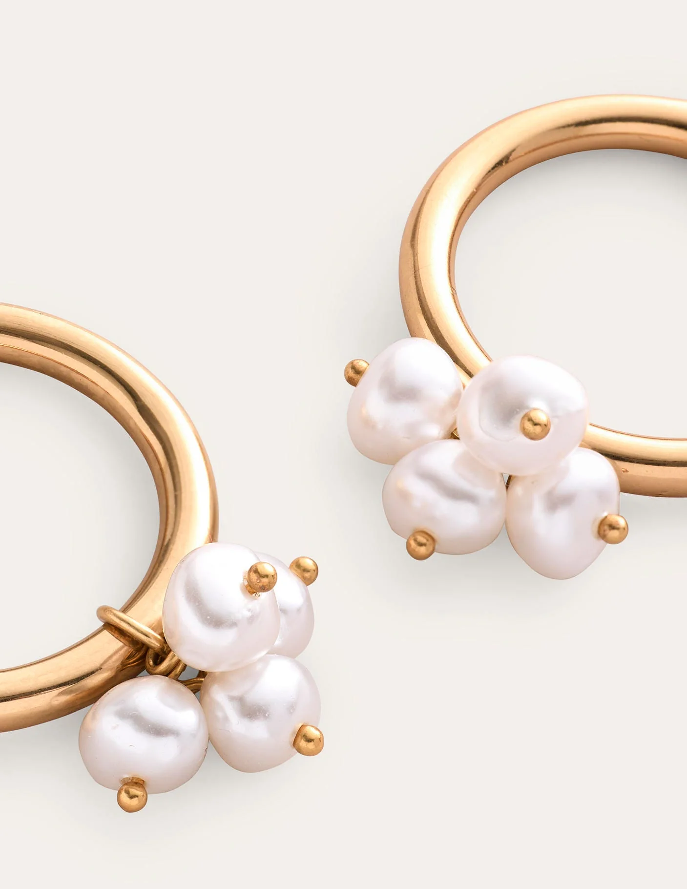 Faux Pearl Cluster Hoops-Gold - Image 4