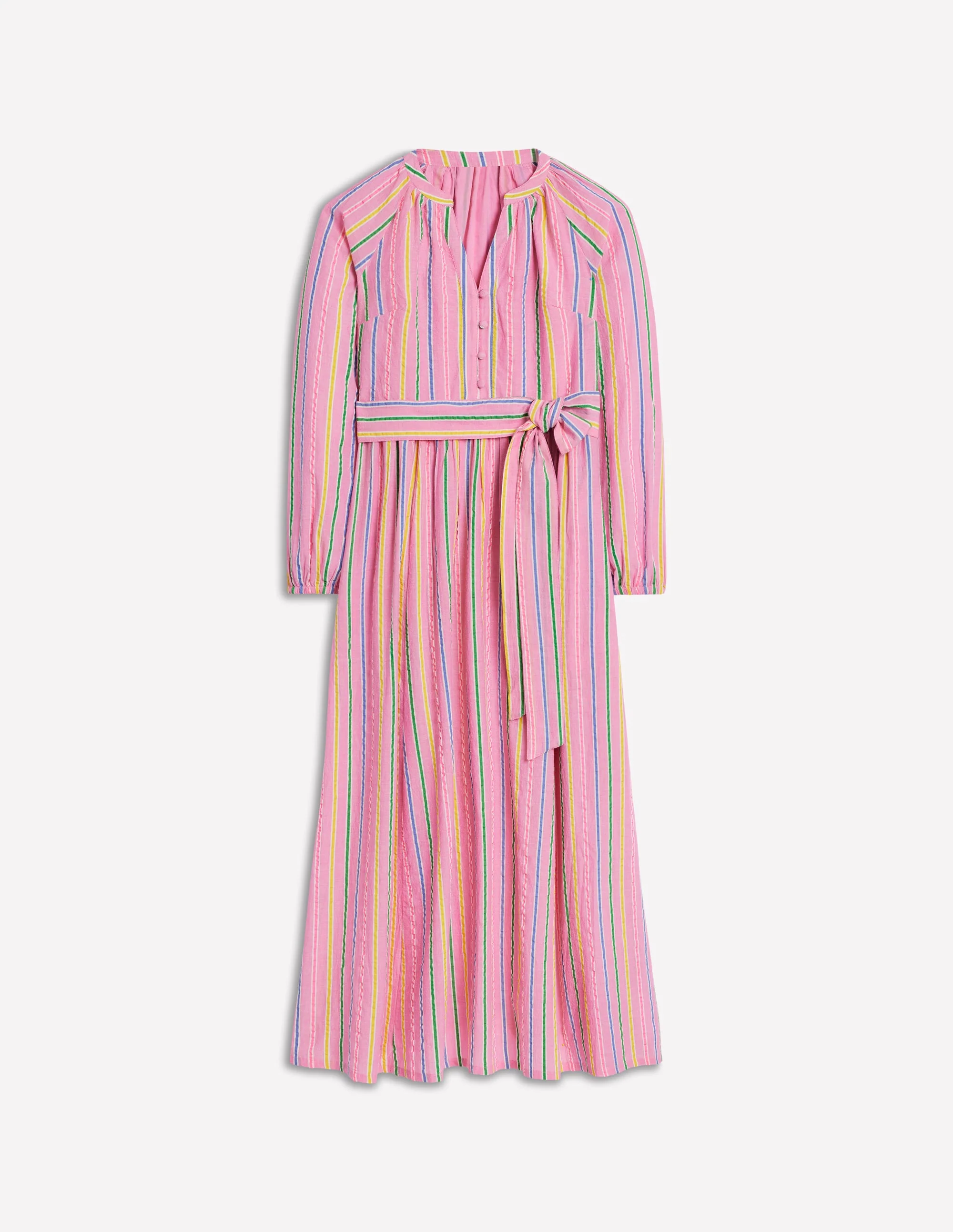 Faye Cotton Maxi Dress-Sorbet Pink, Seersucker Stripe - Image 6