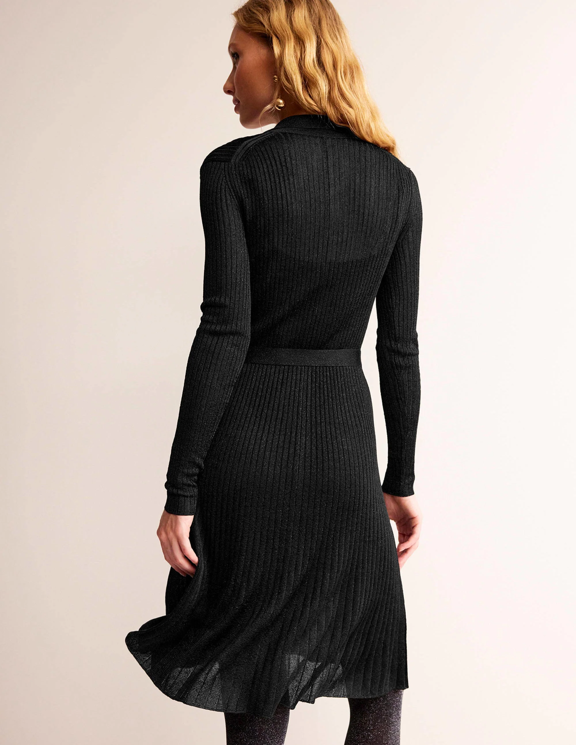 Faye Sparkle Knitted Dress-Black - Image 3
