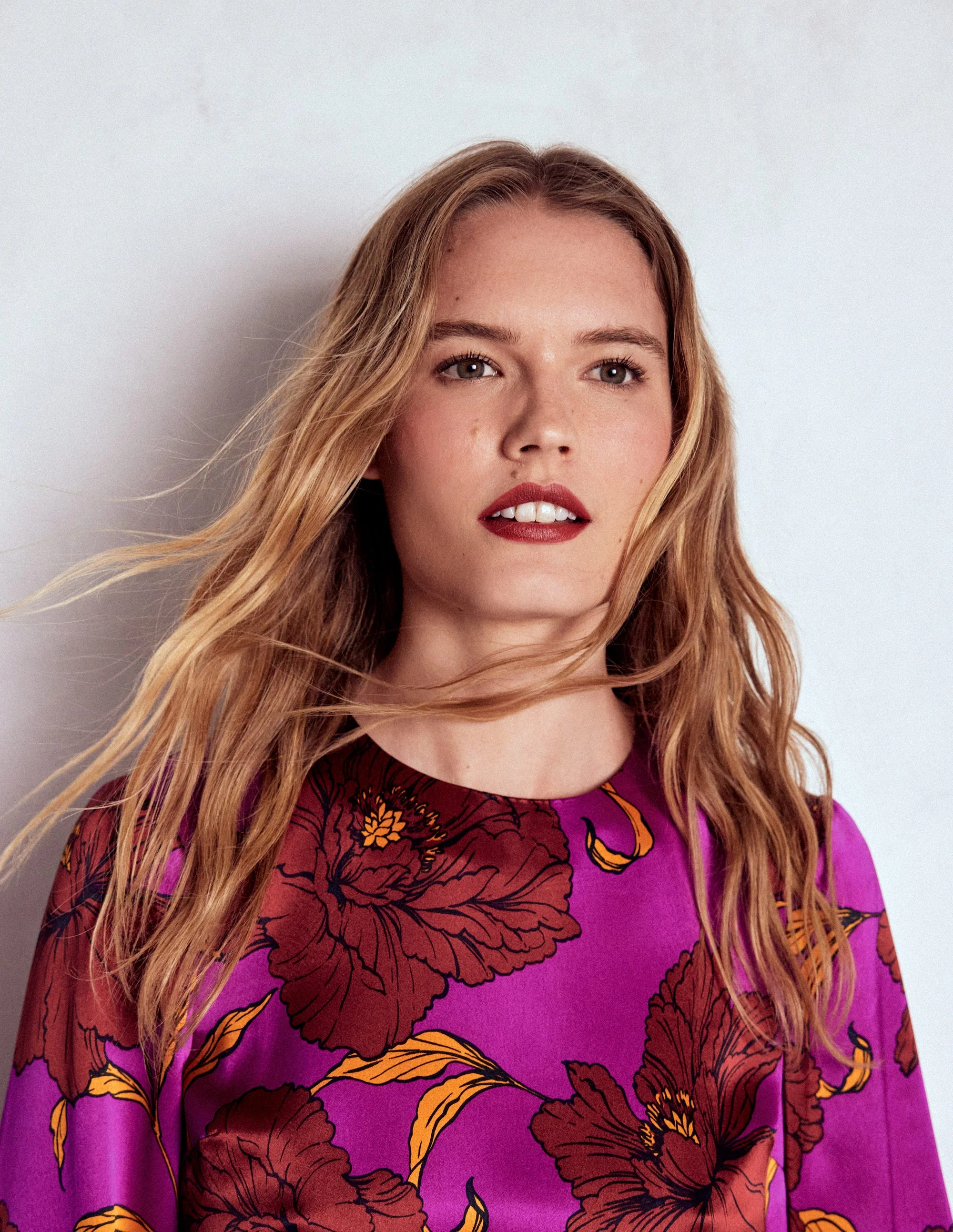Feather Cuff Top-Regal Purple, Peony Bloom - Image 5