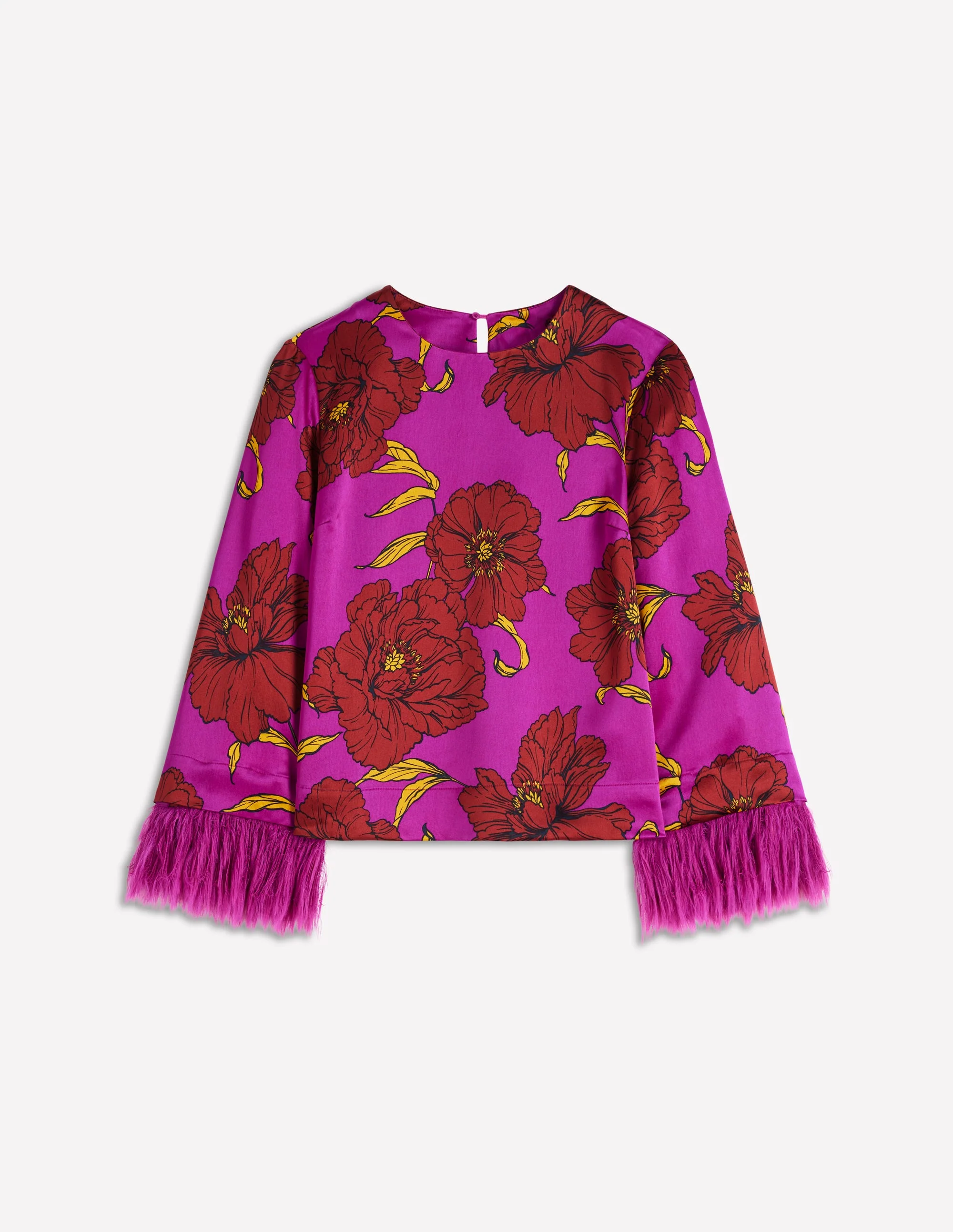 Feather Cuff Top-Regal Purple, Peony Bloom - Image 7