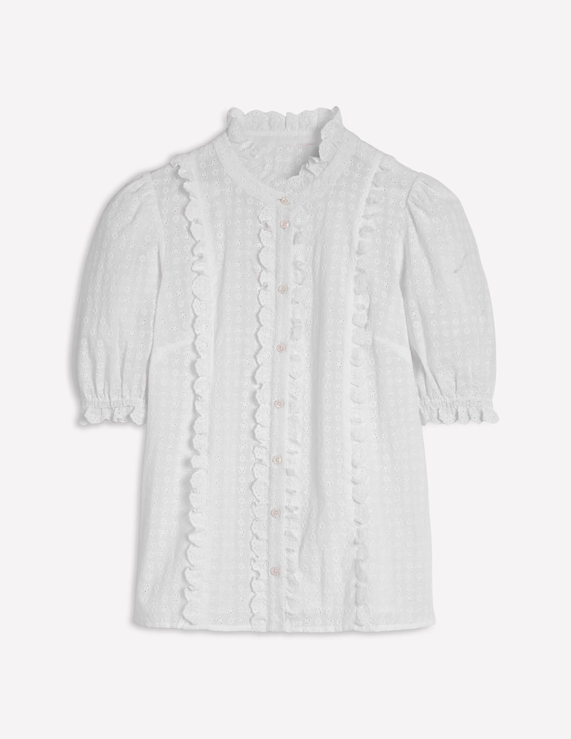 Feminine Cotton Blouse-White - Image 6