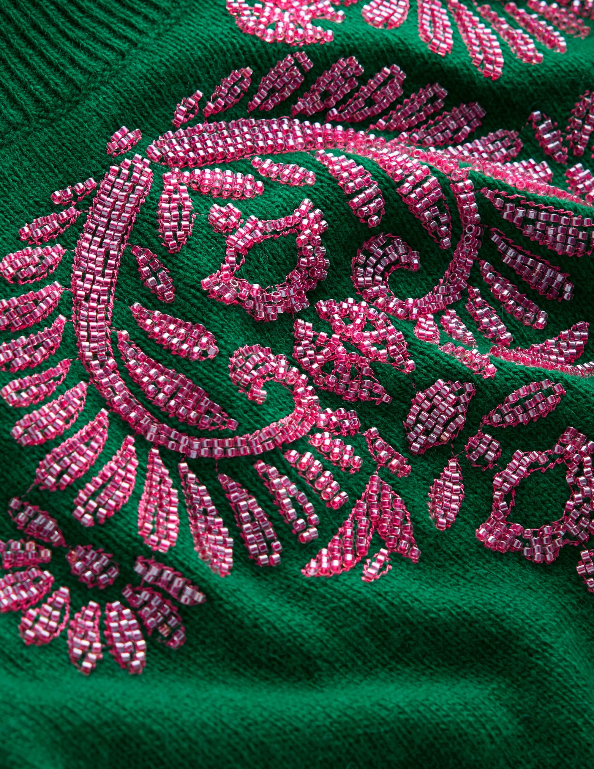 Fenella Embellished Jumper-Pine Green - Image 10
